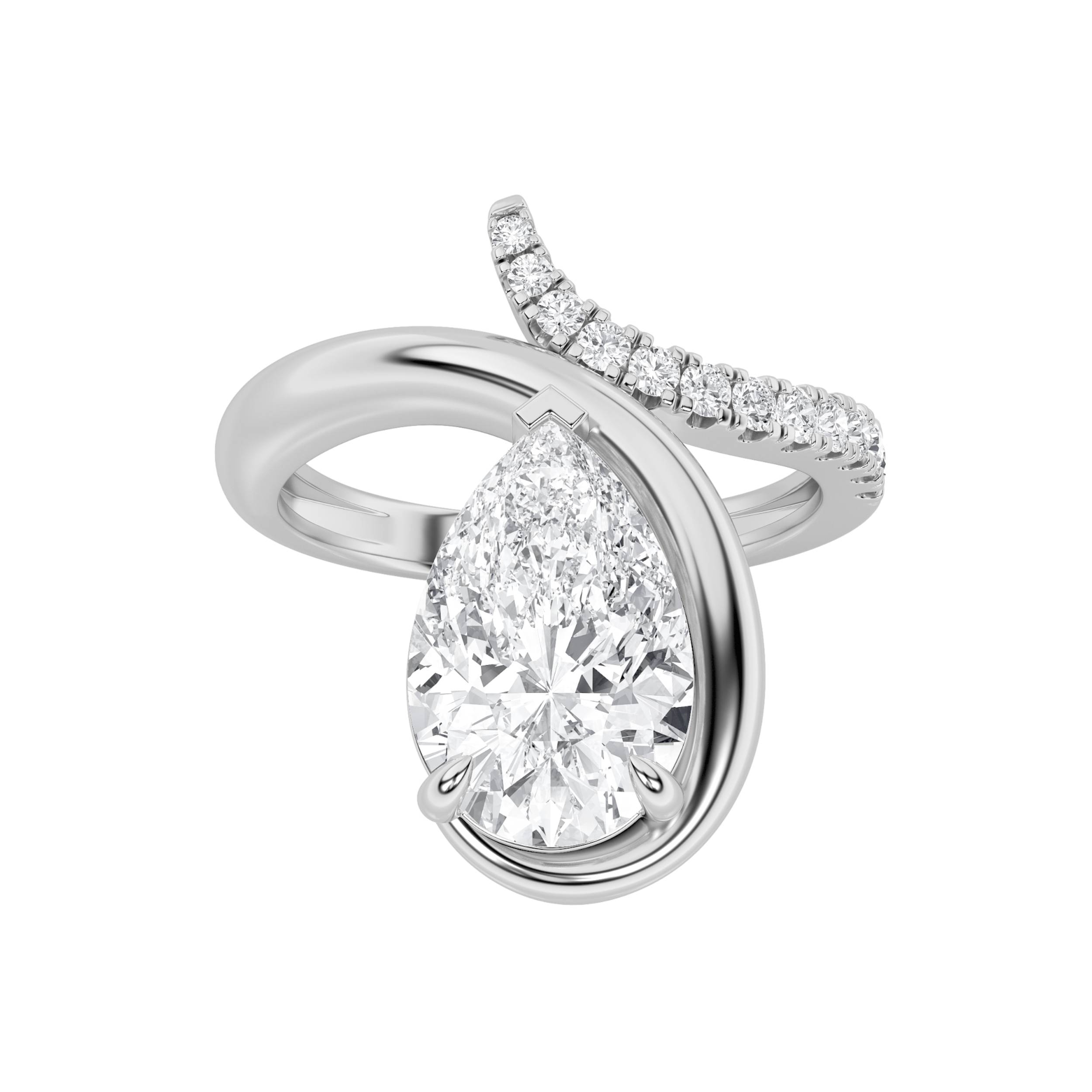 2.50 CT Pear Diamond Ring in 14K White Gold