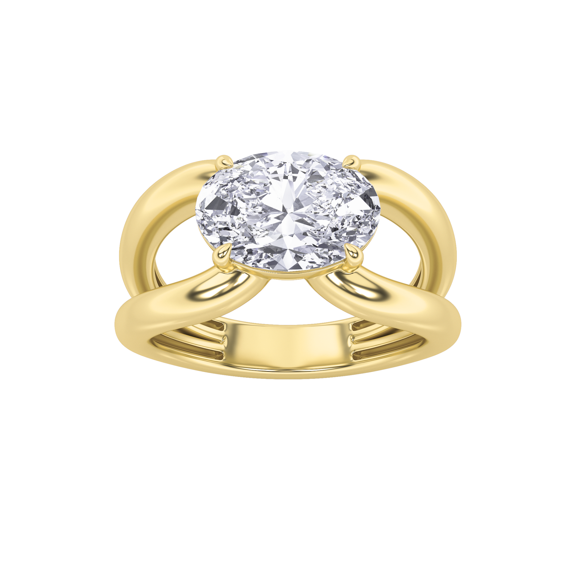 2.00 CT Oval Diamond Ring in 14K Yellow Gold