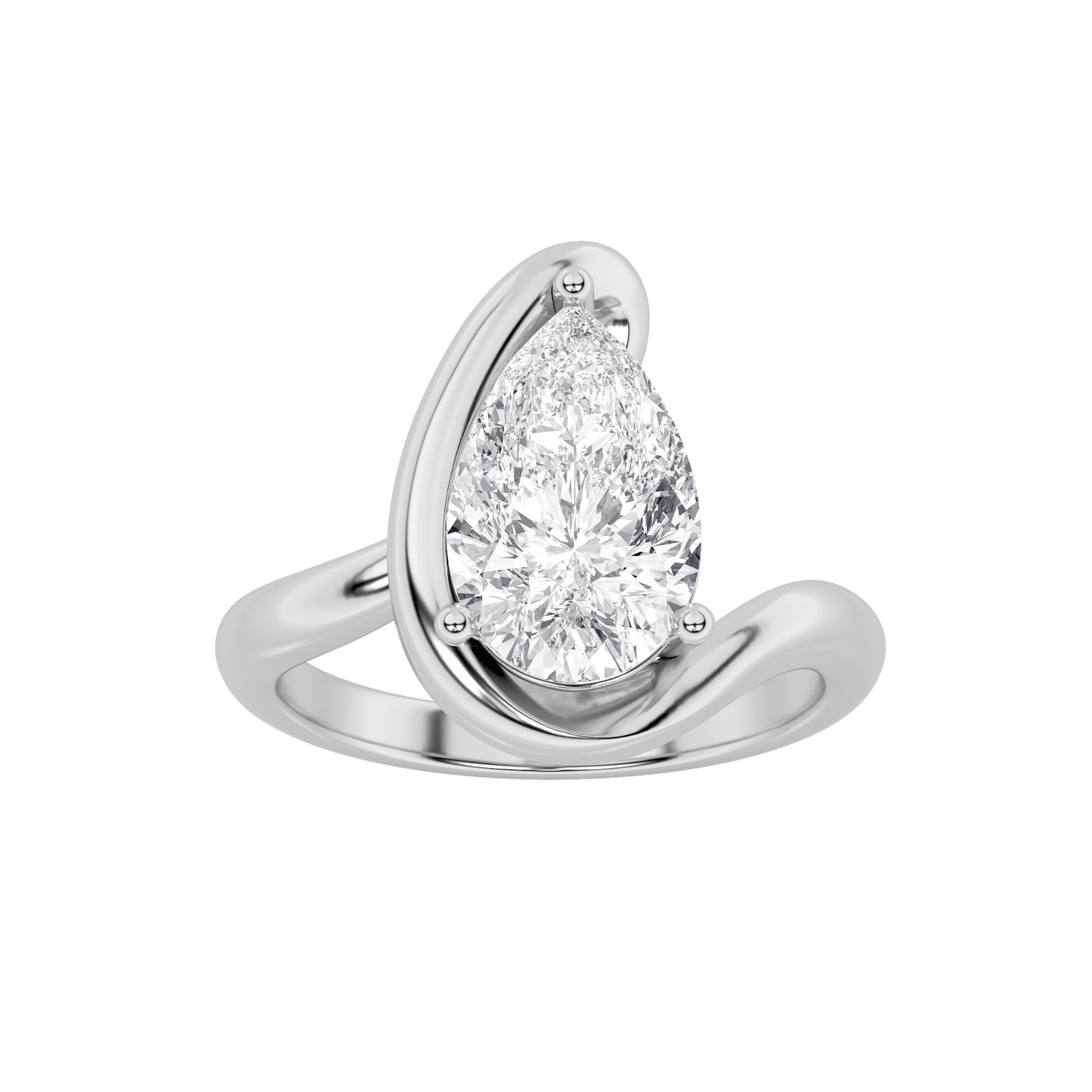 2.00 CT Pear Diamond Ring in 14K White Gold