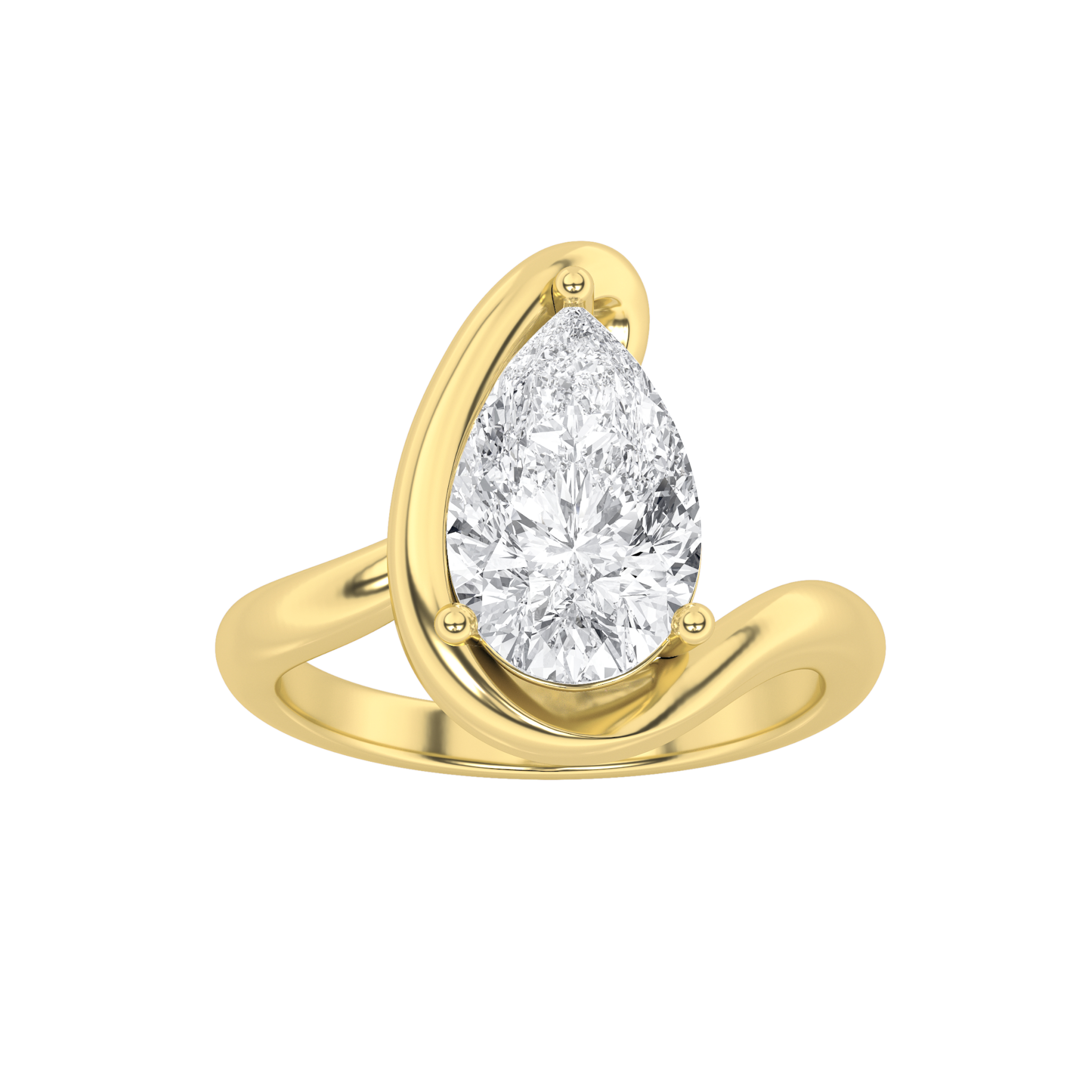 2.00 CT Pear Diamond Ring in 14K Yellow Gold