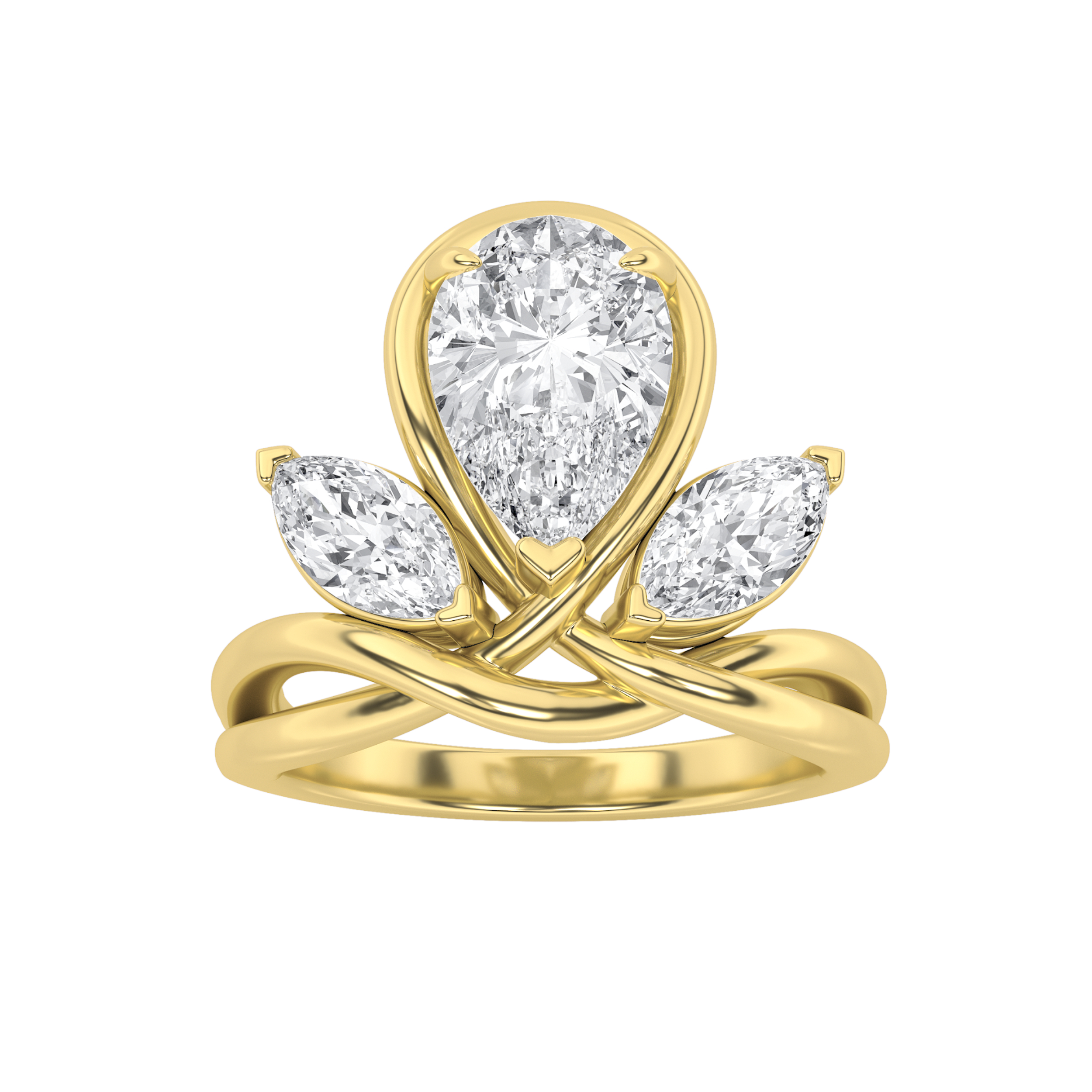 3.00 CT Pear Diamond Ring in 14K Yellow Gold