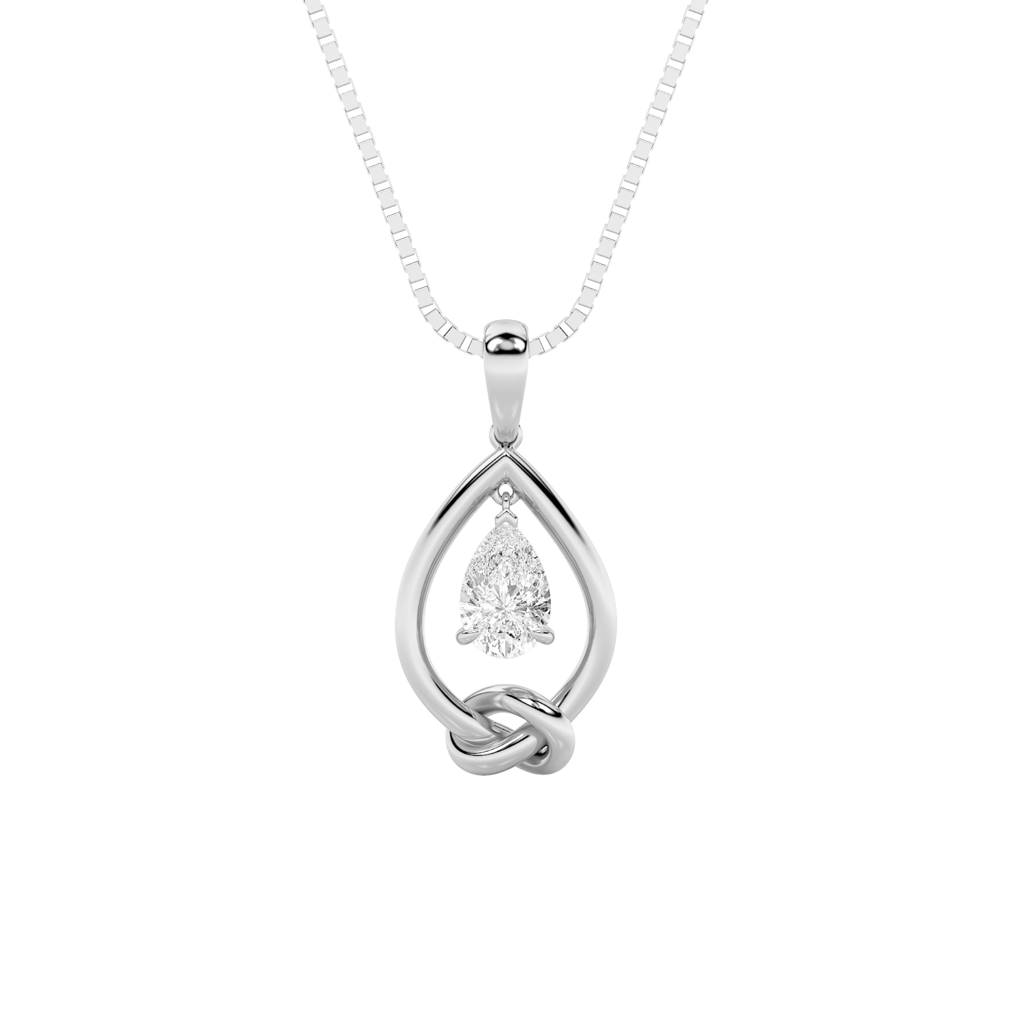 1.00 CT Pear Diamond Necklace in 14K White Gold