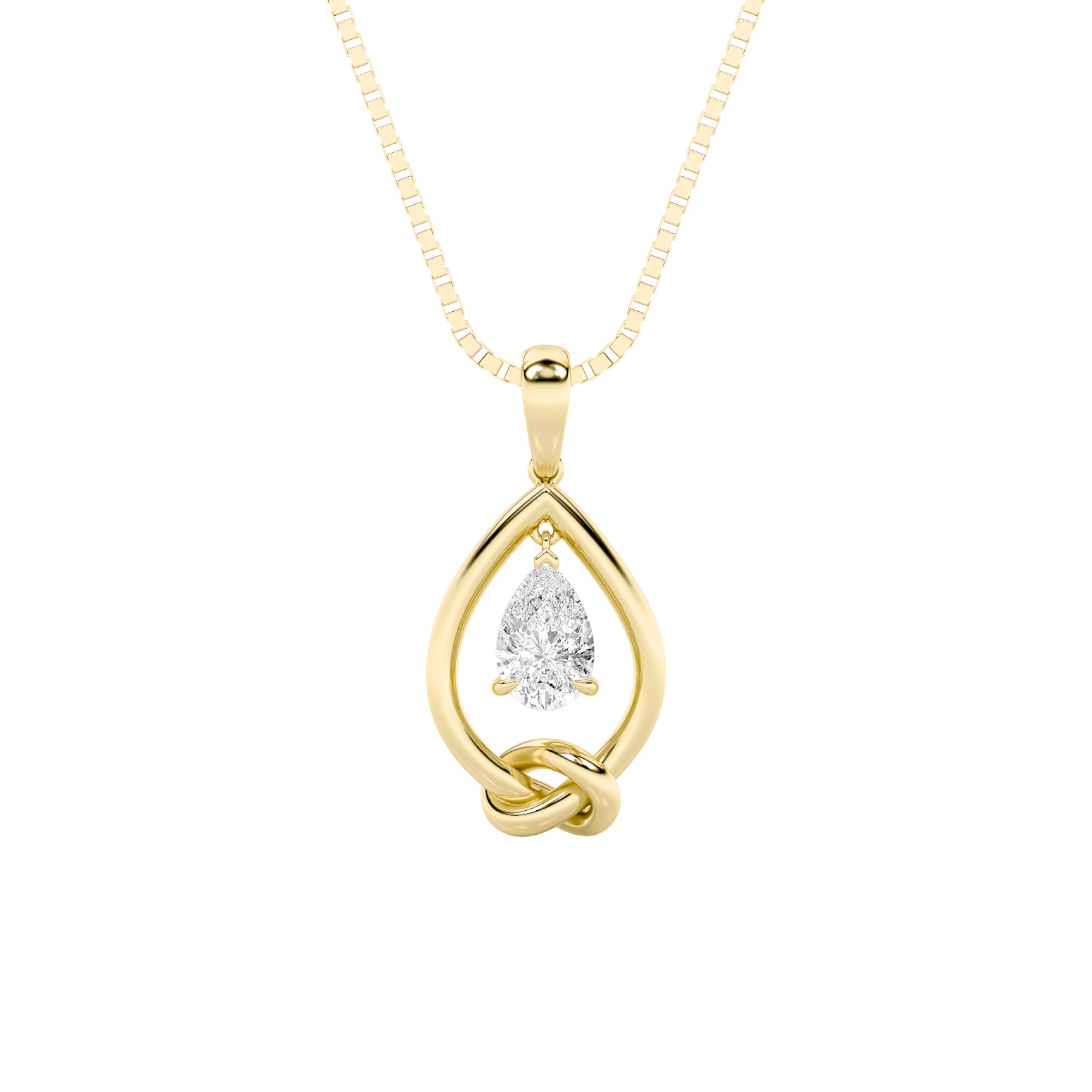 1.00 CT Pear Diamond Necklace in 14K Yellow Gold