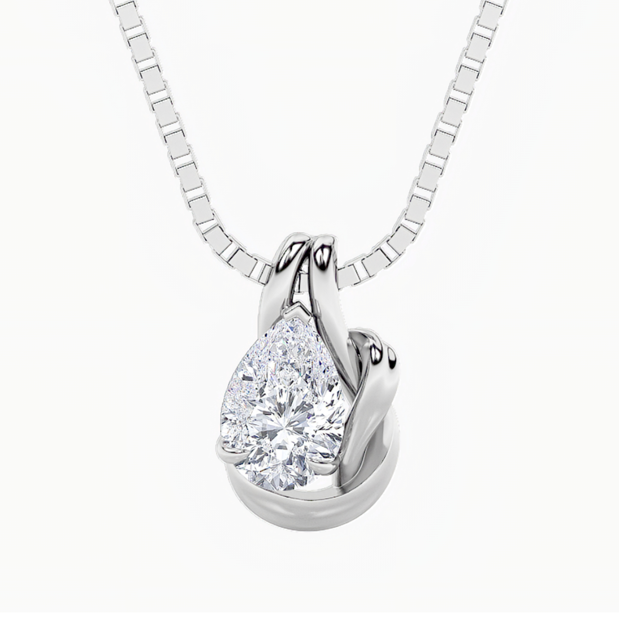 2.00 CT Pear Diamond Necklace in 14K White Gold