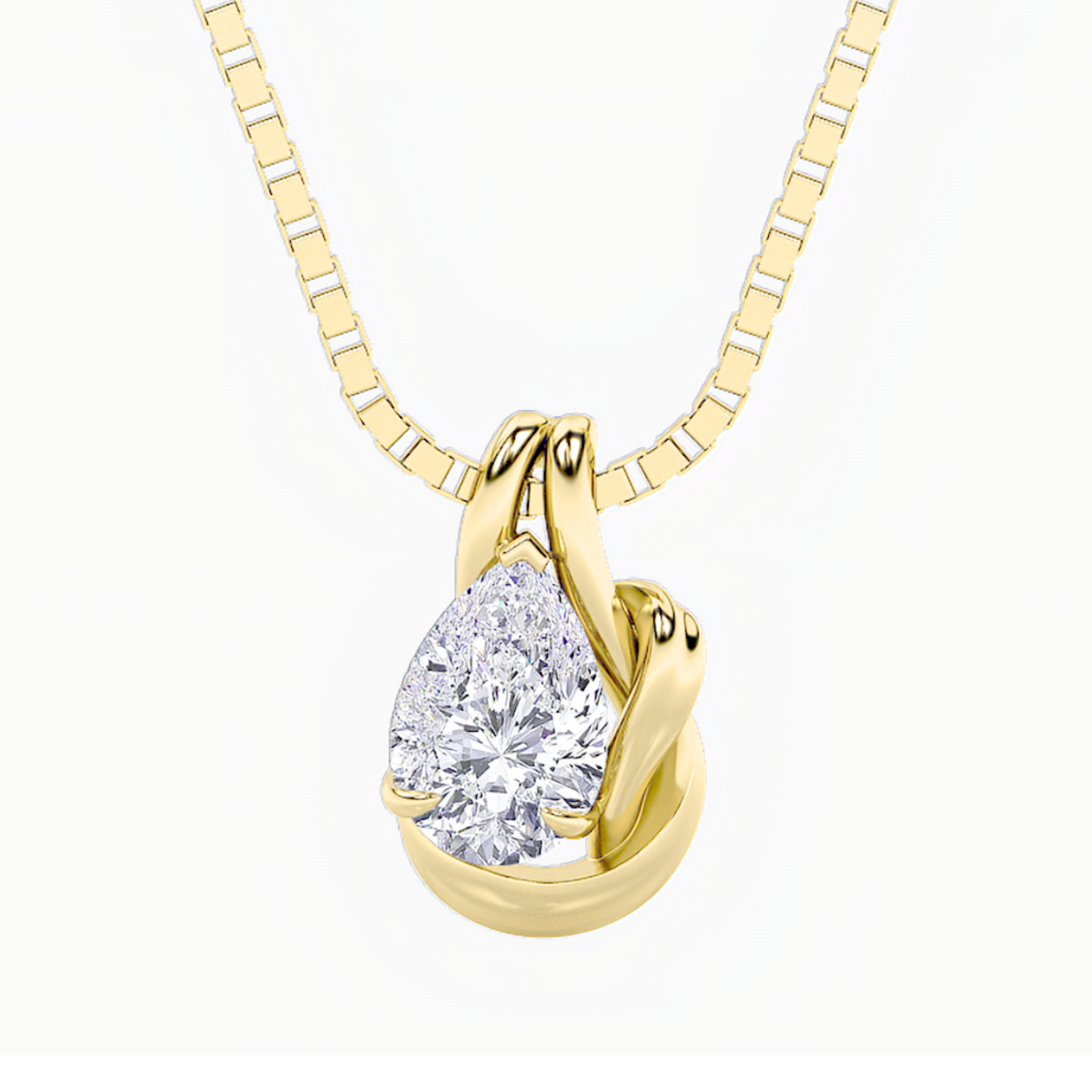 2.00 CT Pear Diamond Necklace in 14K Yellow Gold