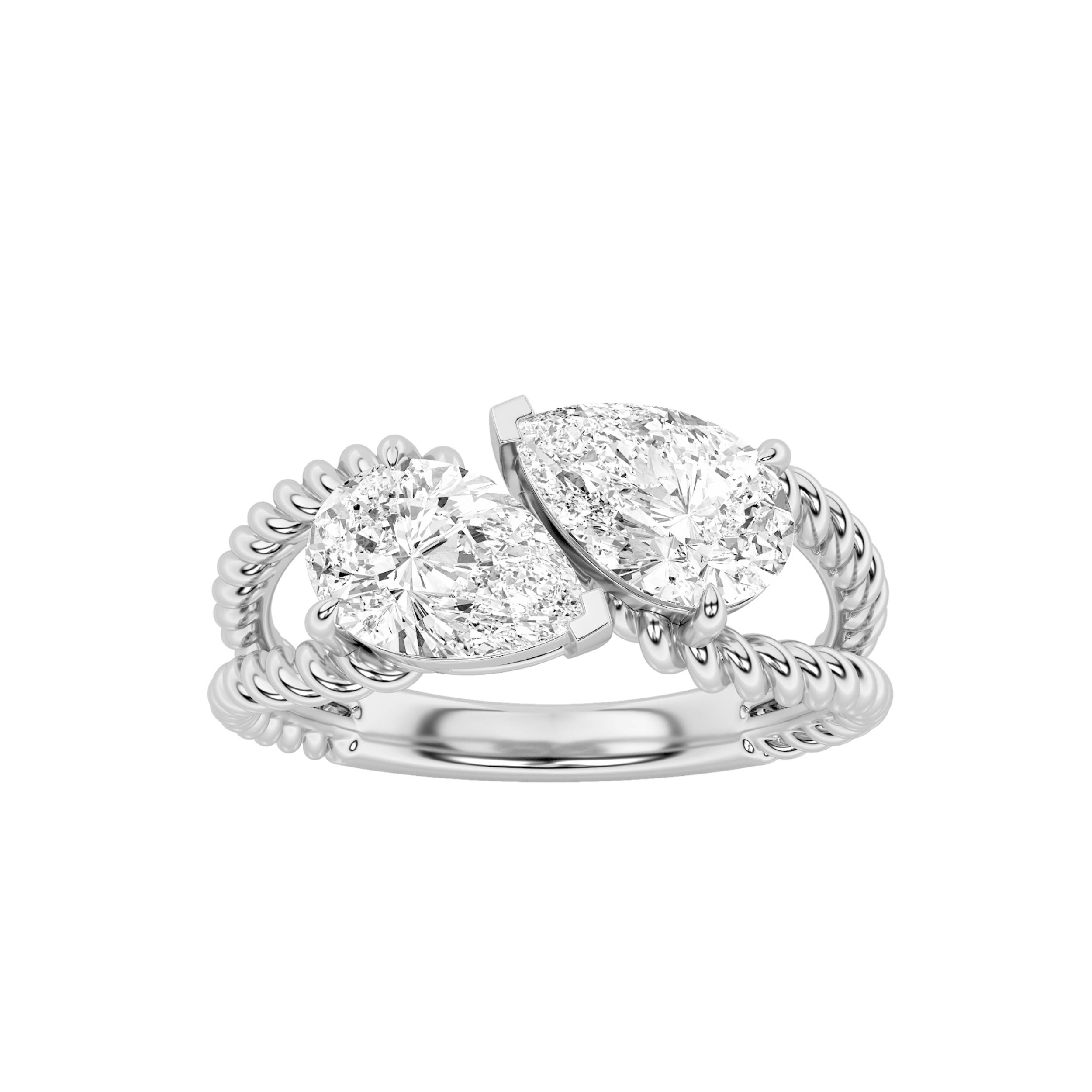 2.00 CT Pear Diamond Ring in 14K White Gold