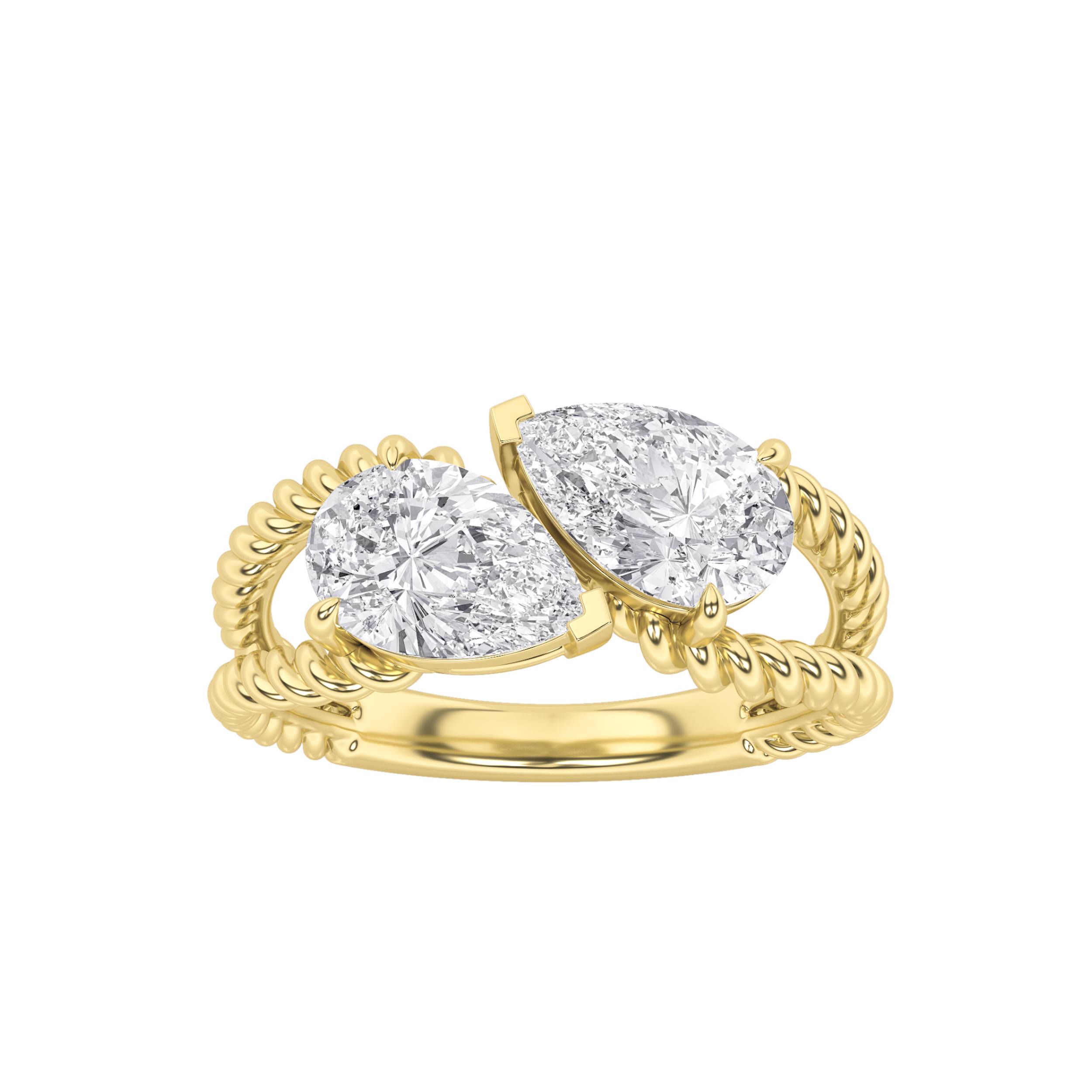 2.00 CT Pear Diamond Ring in 14K Yellow Gold