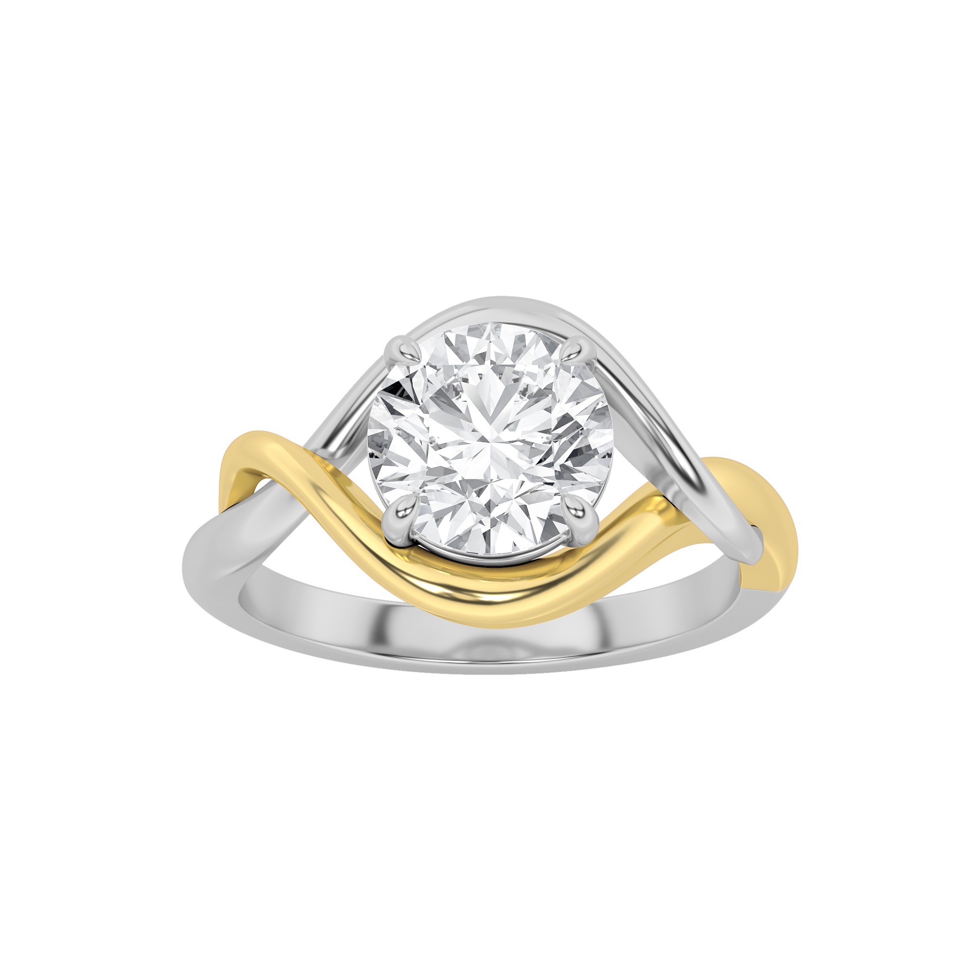 1.50 CT Round Diamond Ring in 14K White Gold|14K Yellow Gold