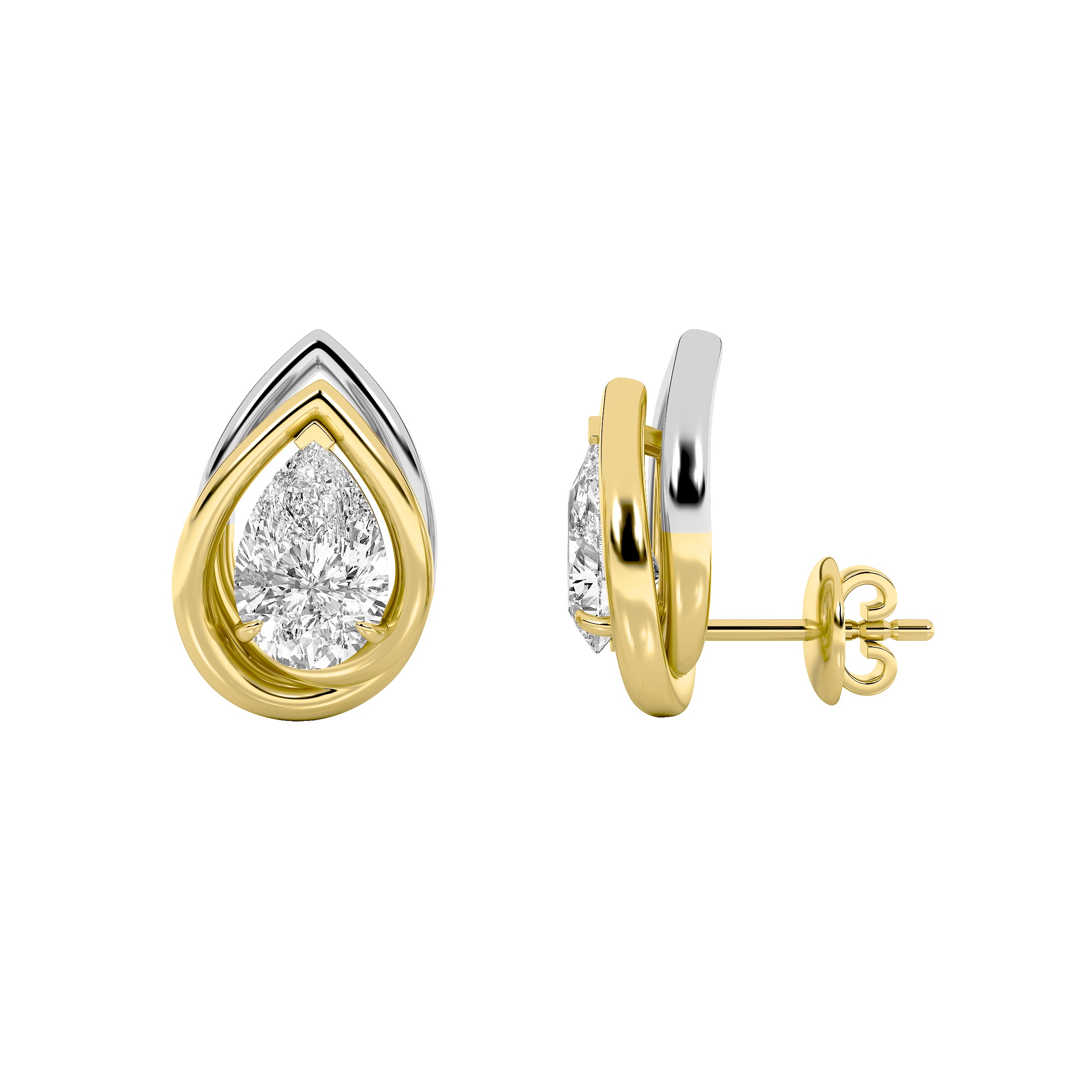 3Cttw Pear Shaped Lab Grown Diamond (G/VS) Knot Earrings in 14K Gold