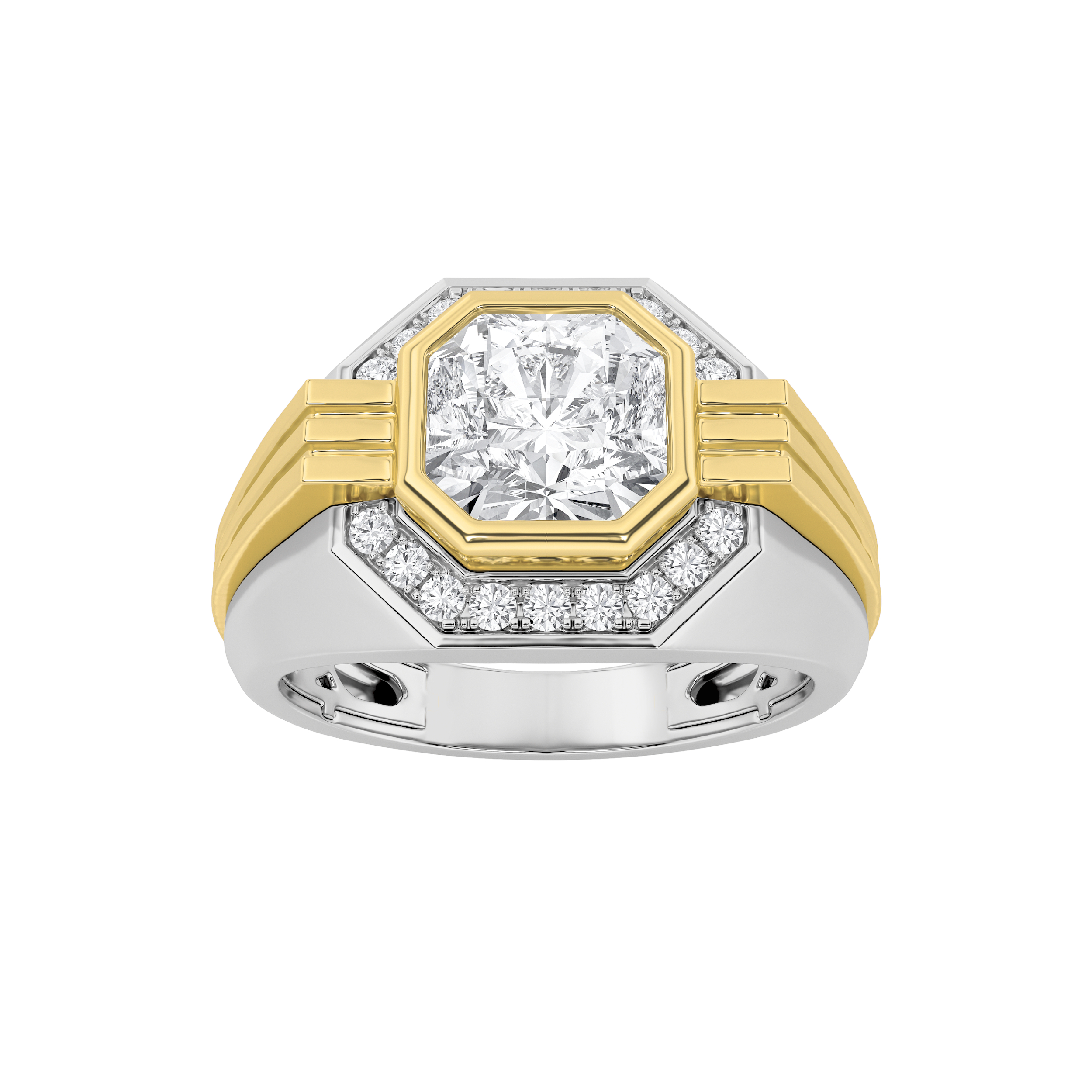 3.00 CT Asscher Diamond Ring in 14K White Gold|14K Yellow Gold