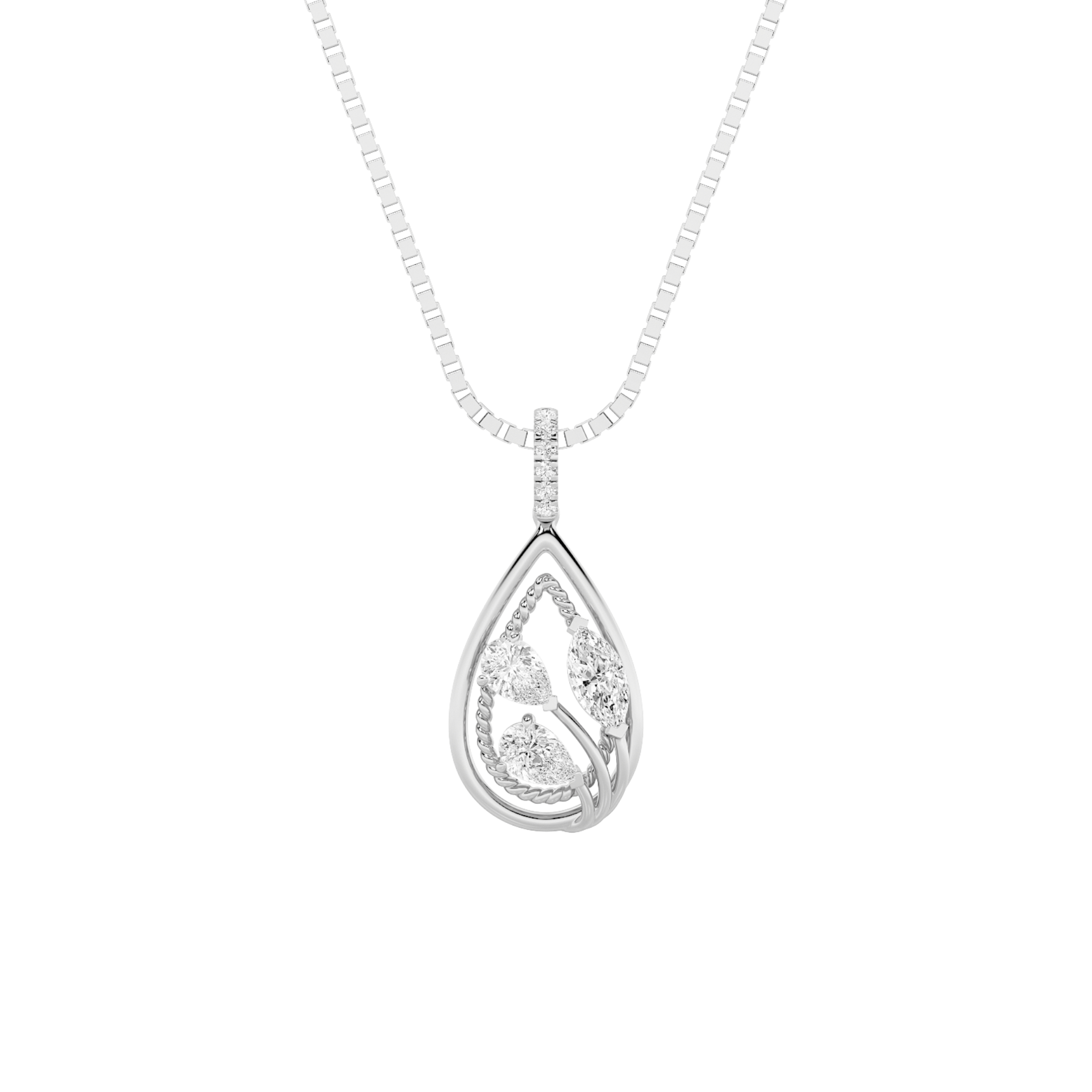 1.00 CT Marquise Diamond Necklace in 14K White Gold