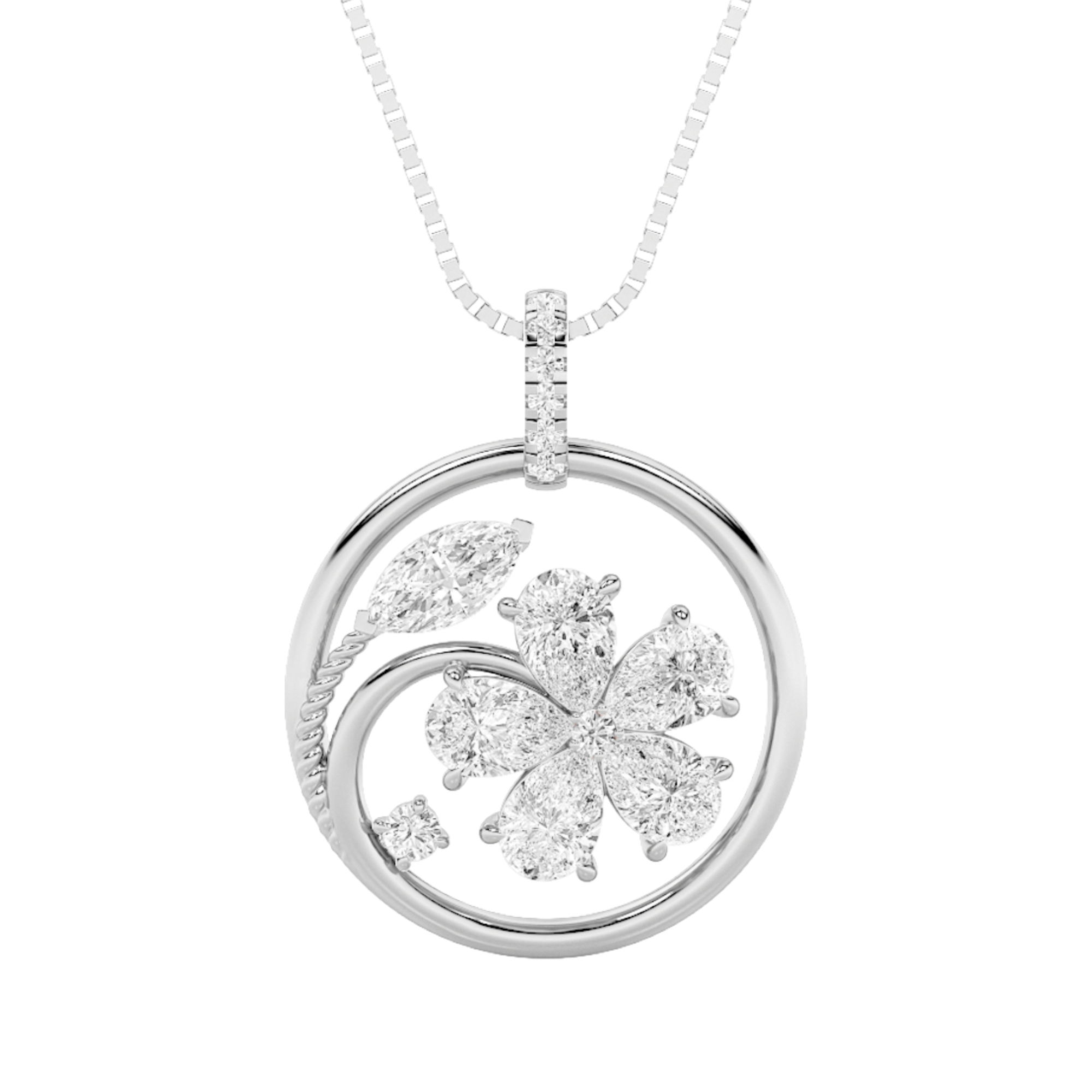 2.00 CT Marquise Diamond Necklace in 14K White Gold