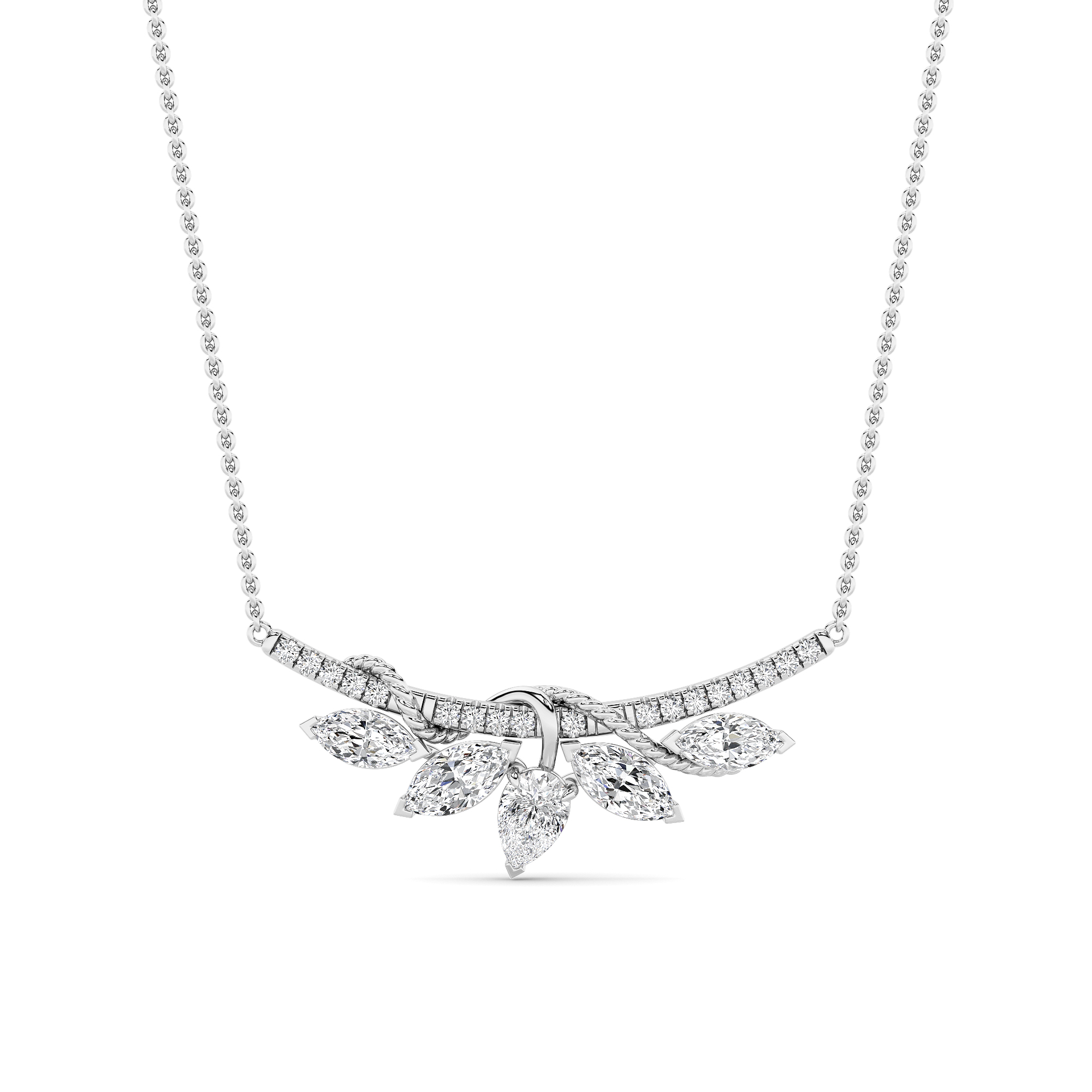 1.50 CT Pear Diamond Necklace in 14K White Gold