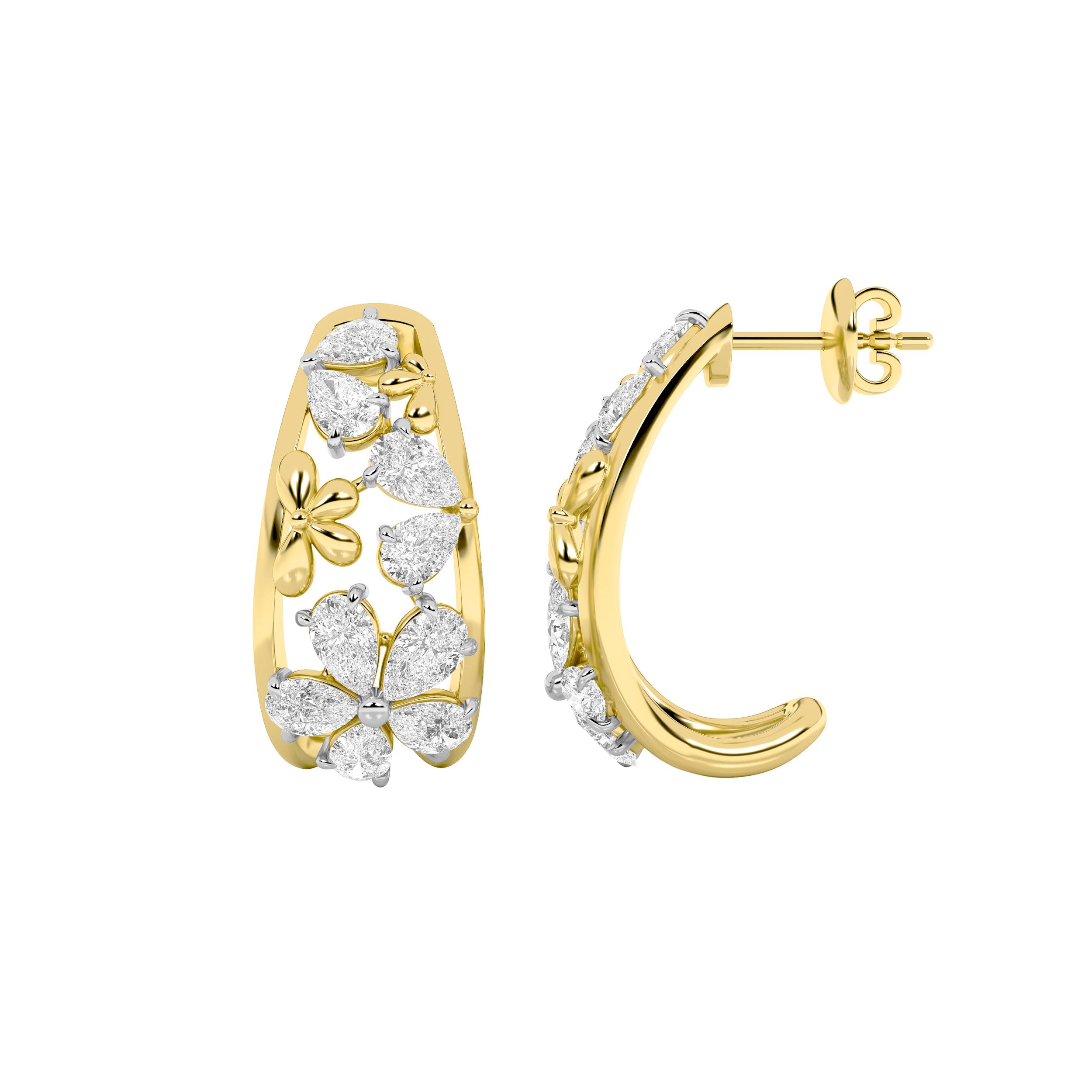 4.50 CT Pear Diamond Earring in 14K Yellow Gold