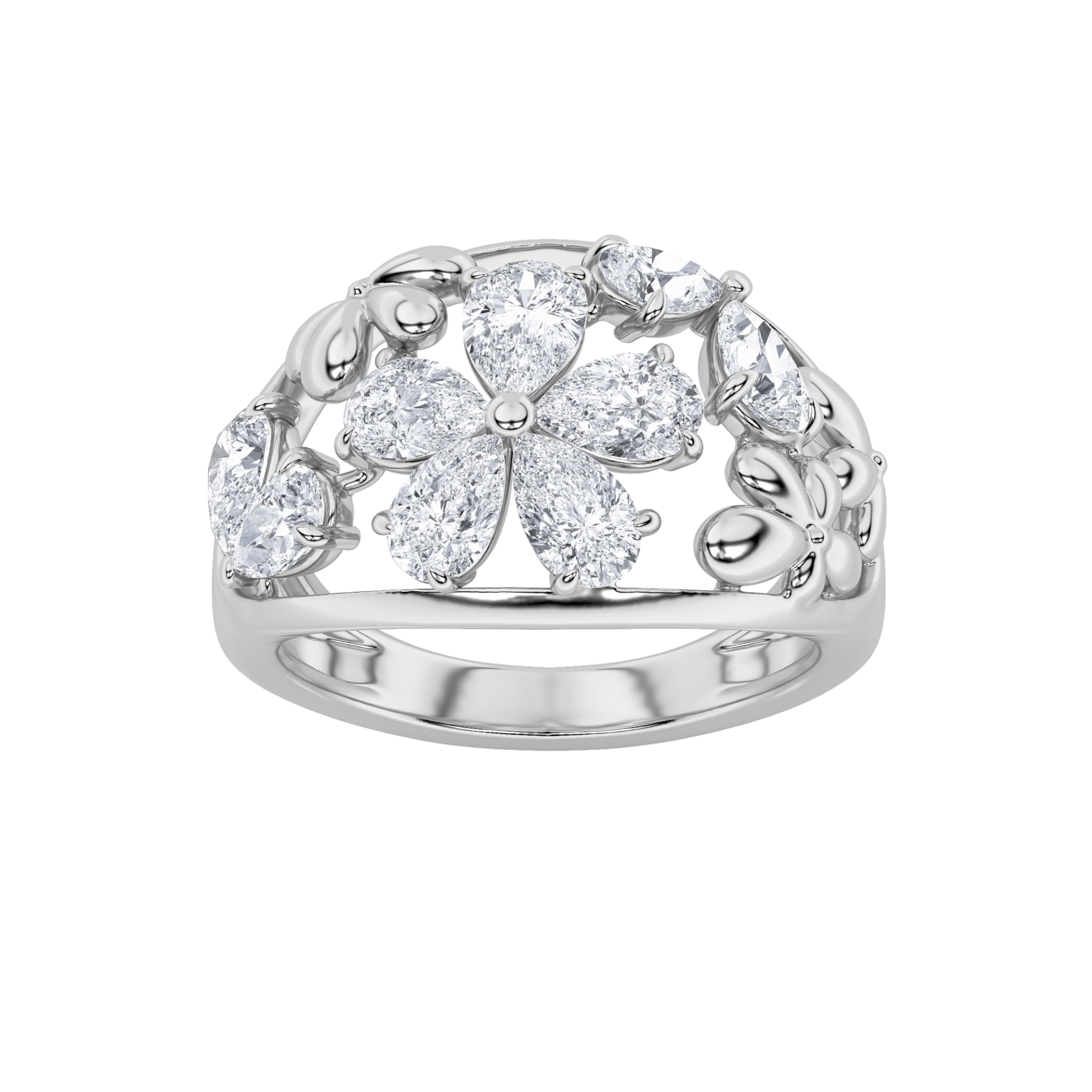 2.50 CT Pear Diamond Ring in 14K White Gold