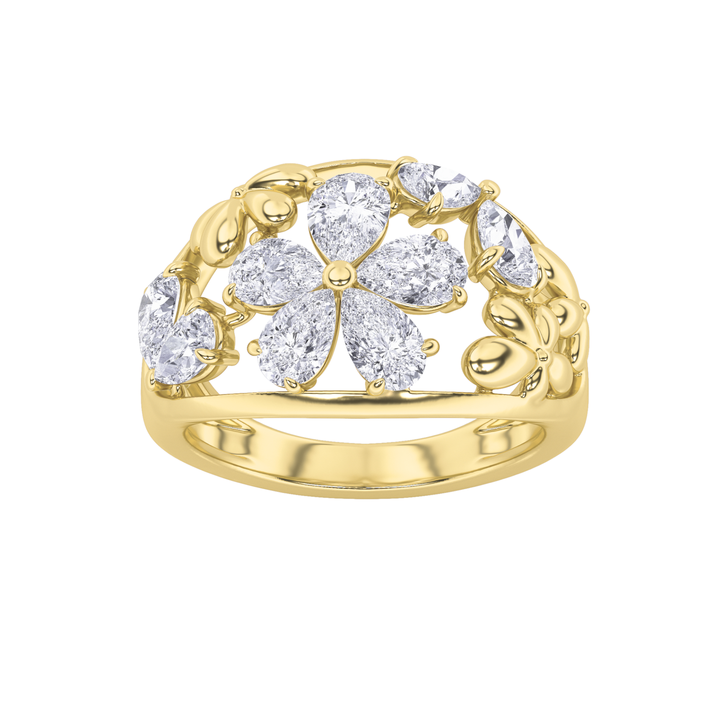 2.50 CT Pear Diamond Ring in 14K Yellow Gold
