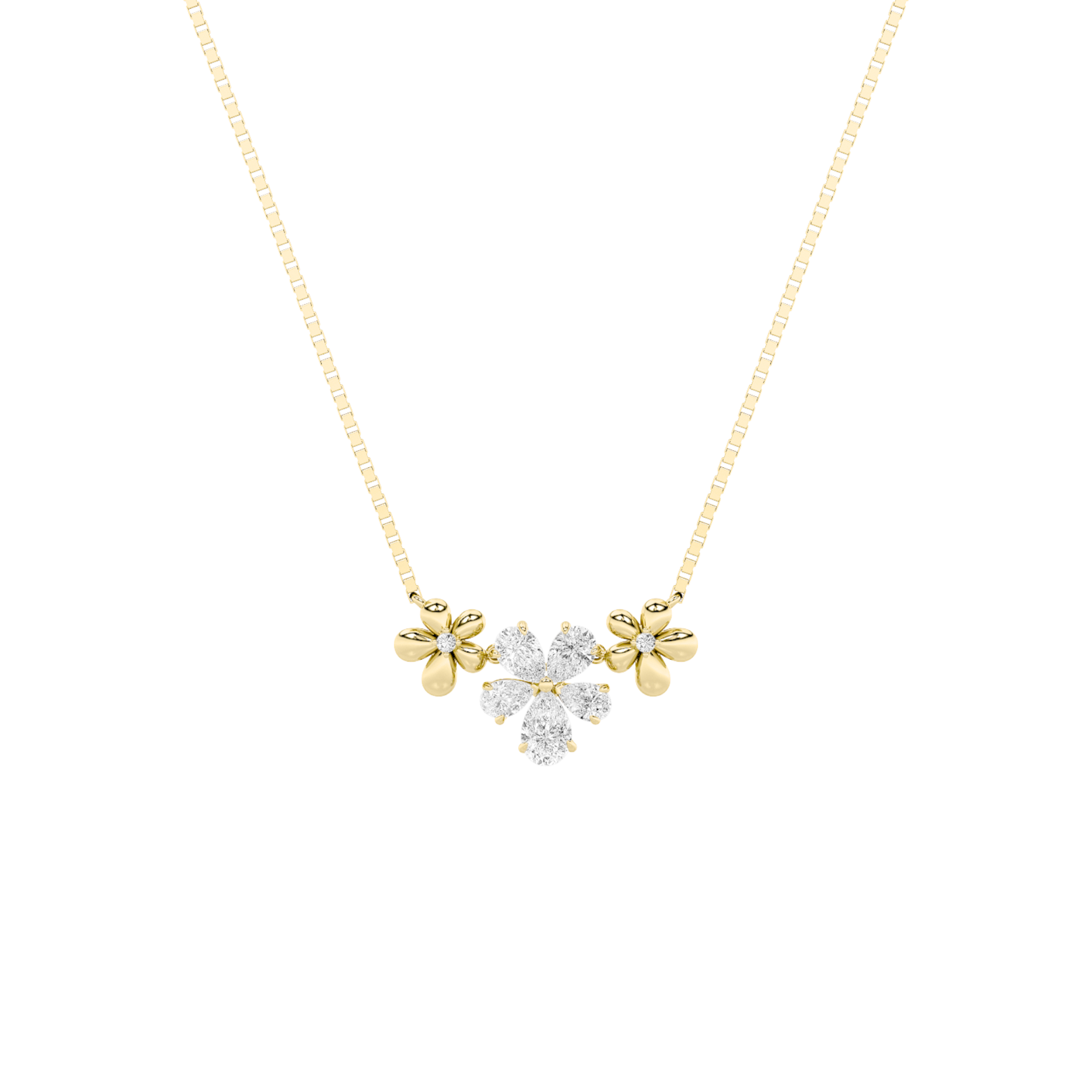 2.00 CT Pear Diamond Necklace in 10K Yellow Gold
