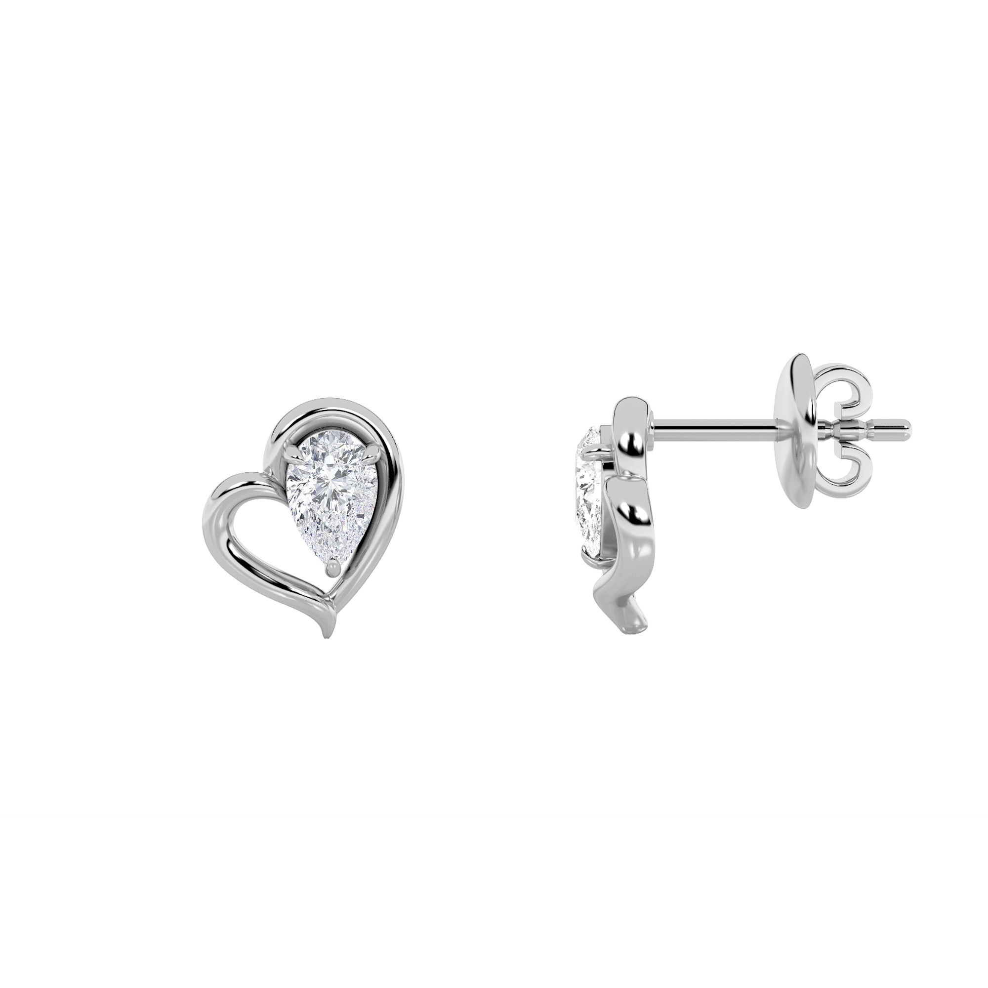 0.50 CT Pear Diamond Earring in 14K White Gold