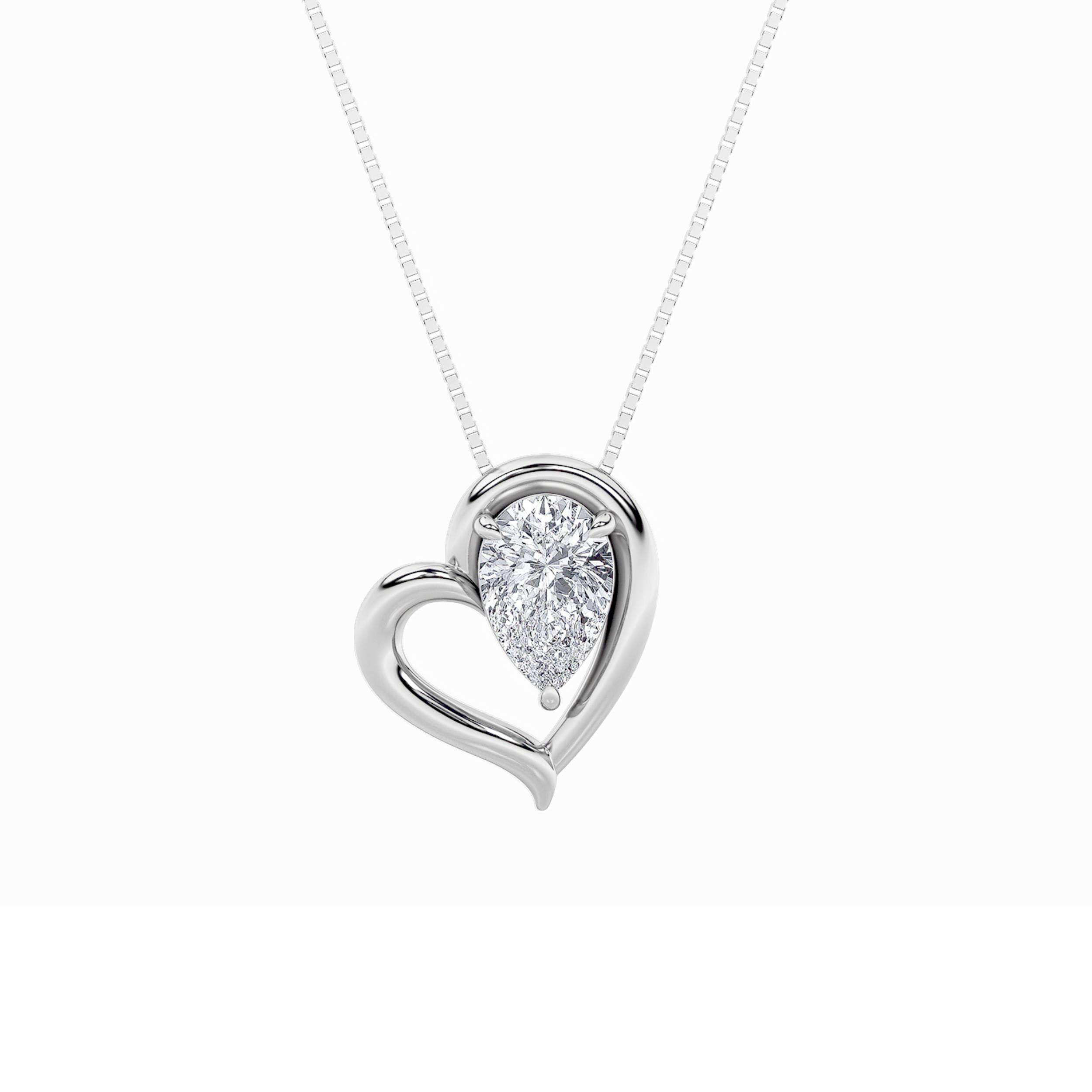 0.50 CT Pear Diamond Necklace in 14K White Gold