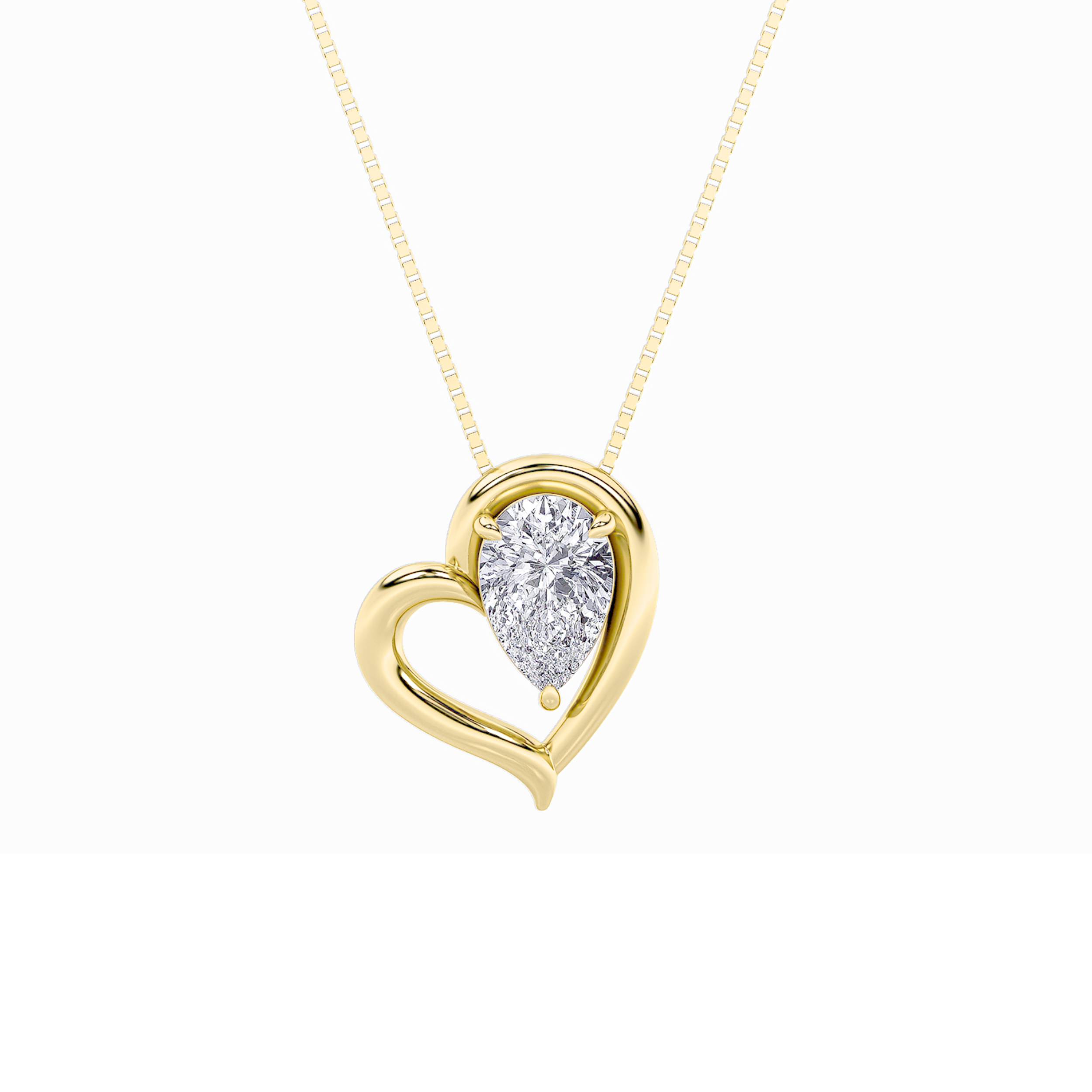 0.50 CT Pear Diamond Necklace in 14K Yellow Gold