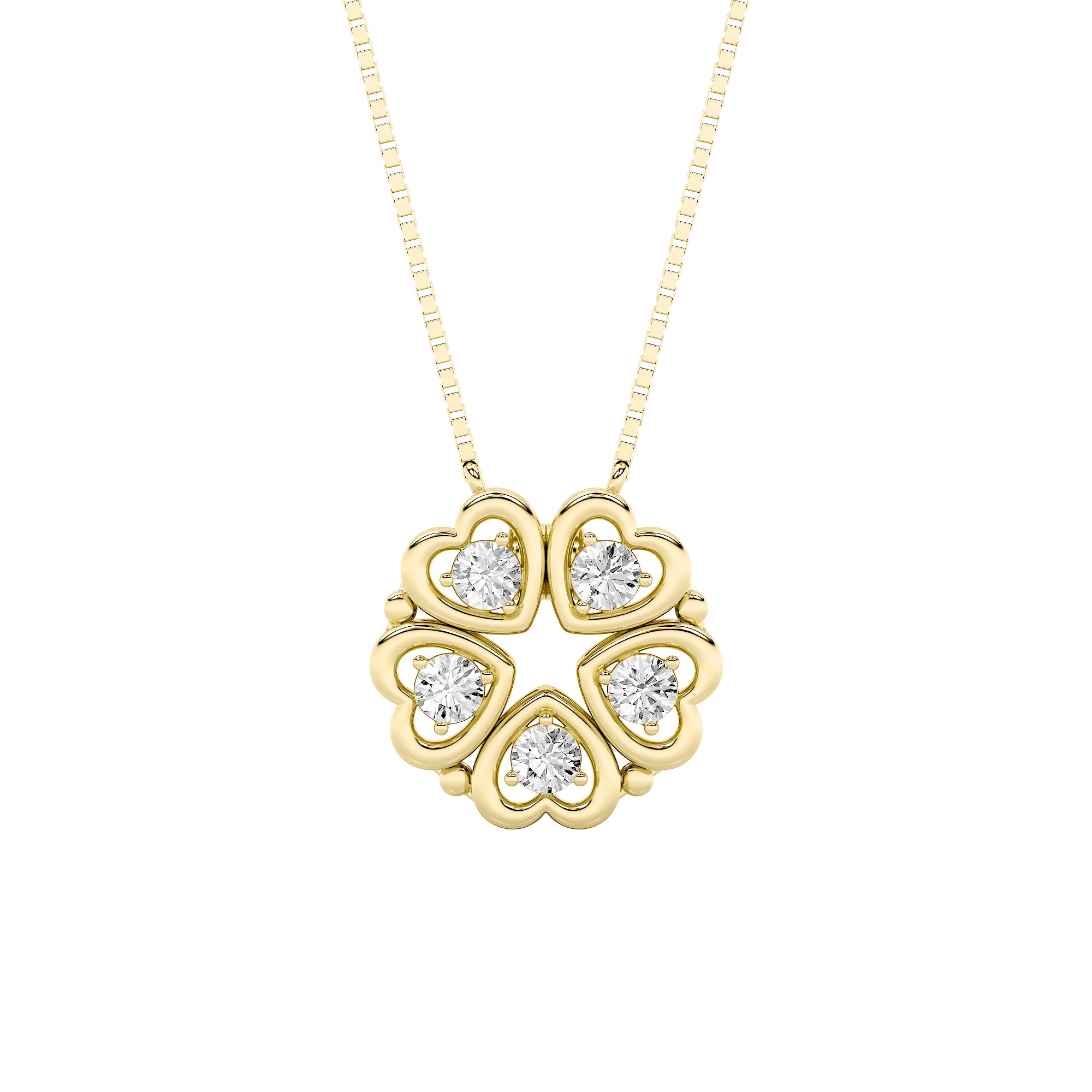 1.00 CT Round Diamond Necklace in 14K Yellow Gold
