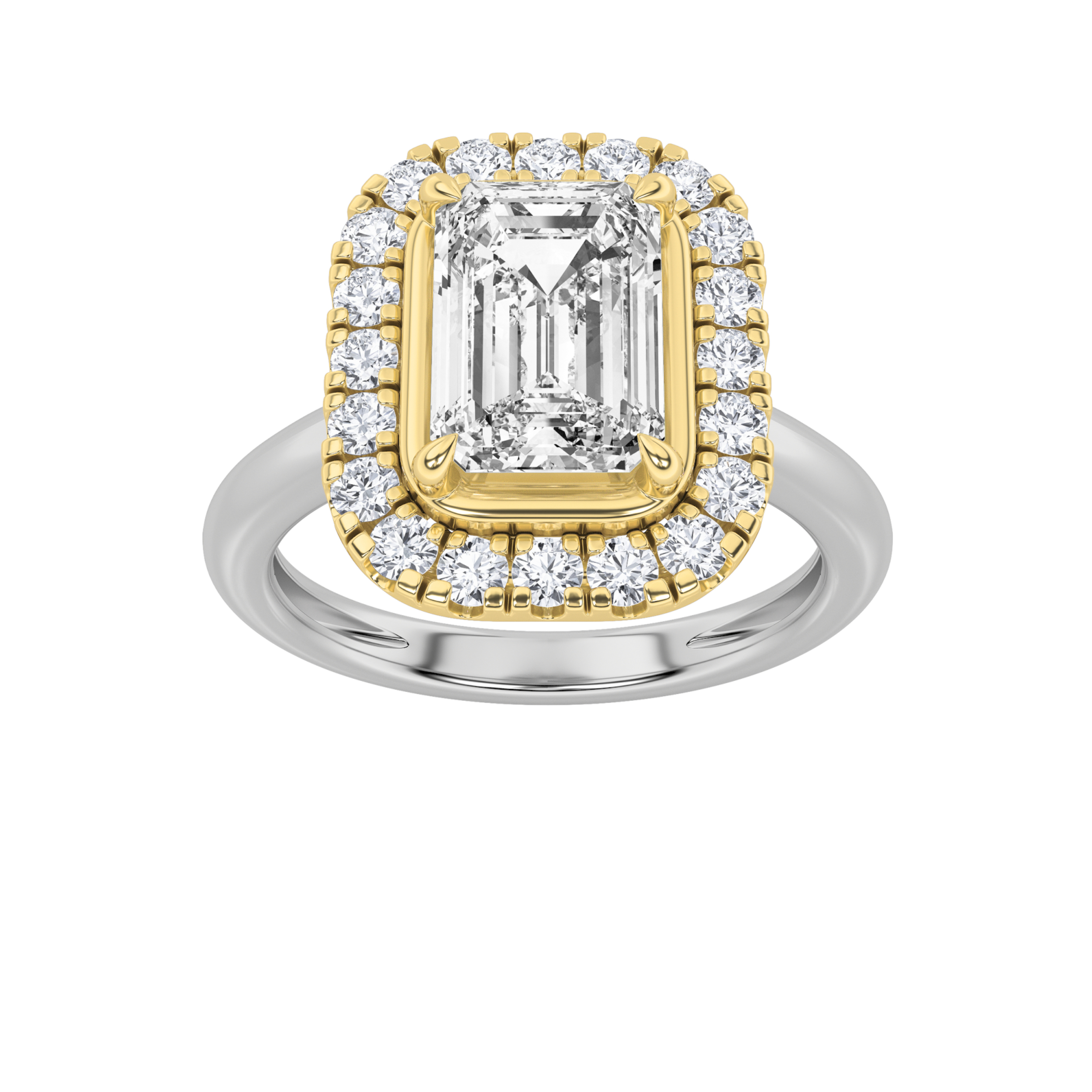 2.50 CT Emerald Diamond Ring in 14K White Gold|14K Yellow Gold