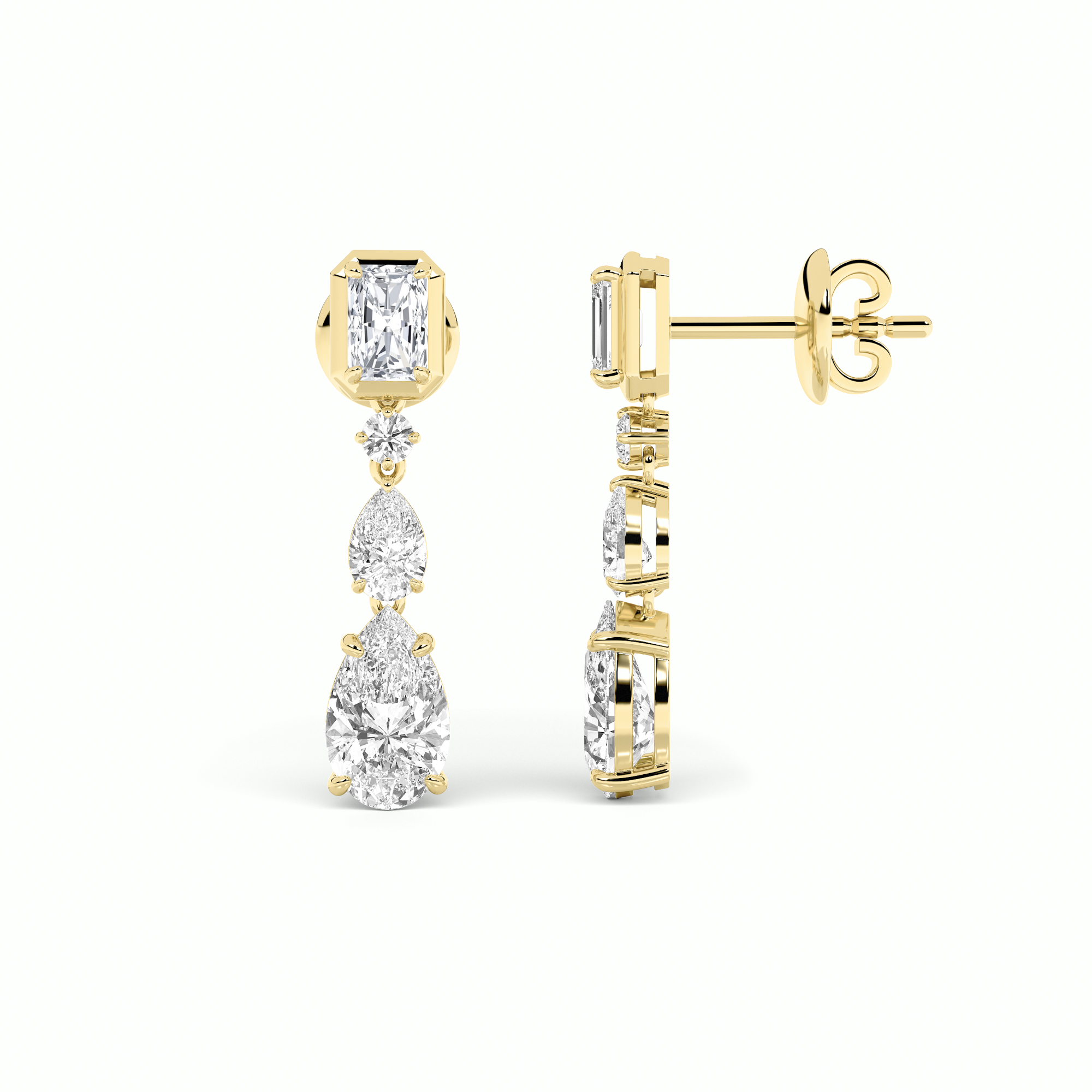 5.50 CT Radiant Diamond Earring in 14K Yellow Gold