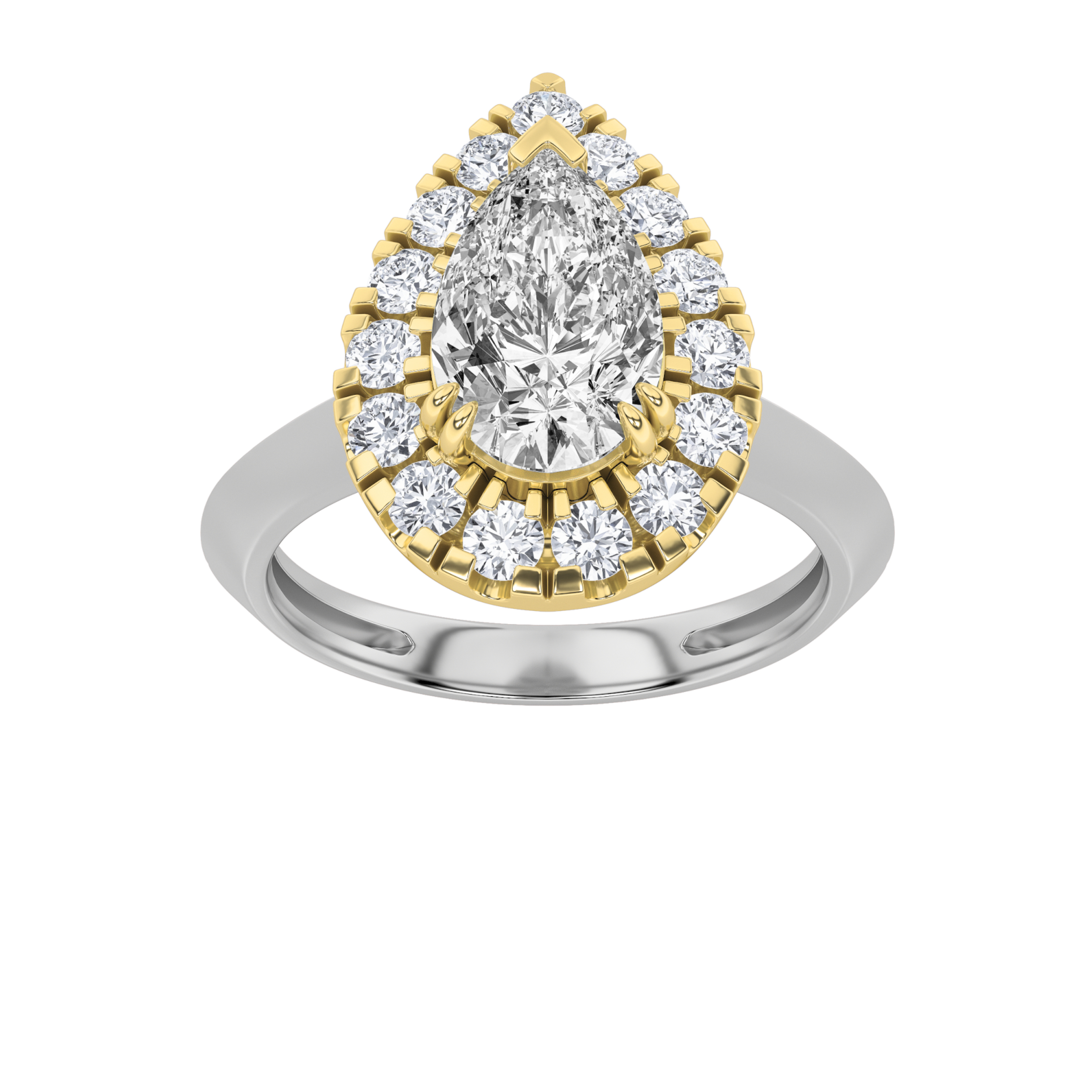 2.00 CT Pear Diamond Ring in 14K White Gold|14K Yellow Gold