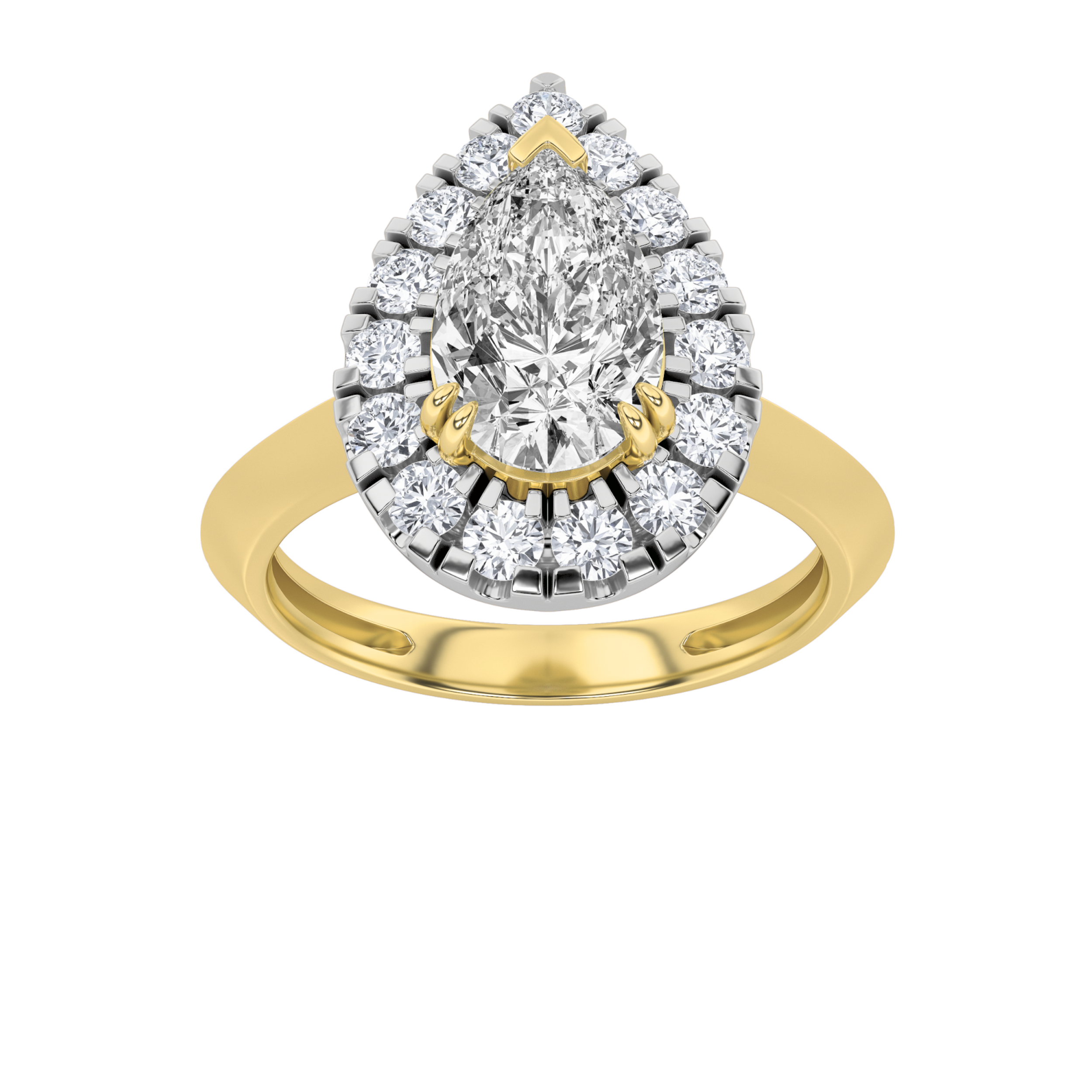2.00 CT Pear Diamond Ring in 14K Yellow Gold|14K White Gold