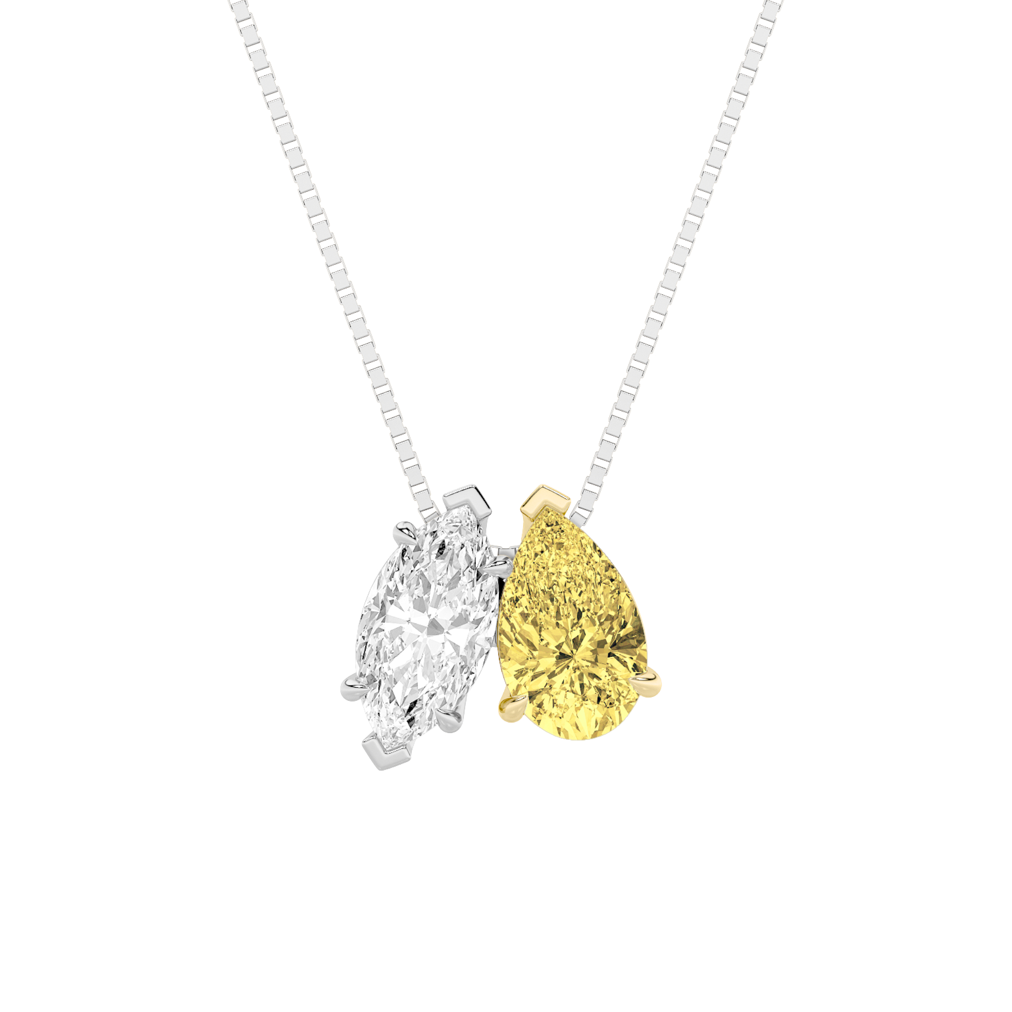 2.50 CT Pear Diamond Necklace in 14K Yellow Gold|14K White Gold