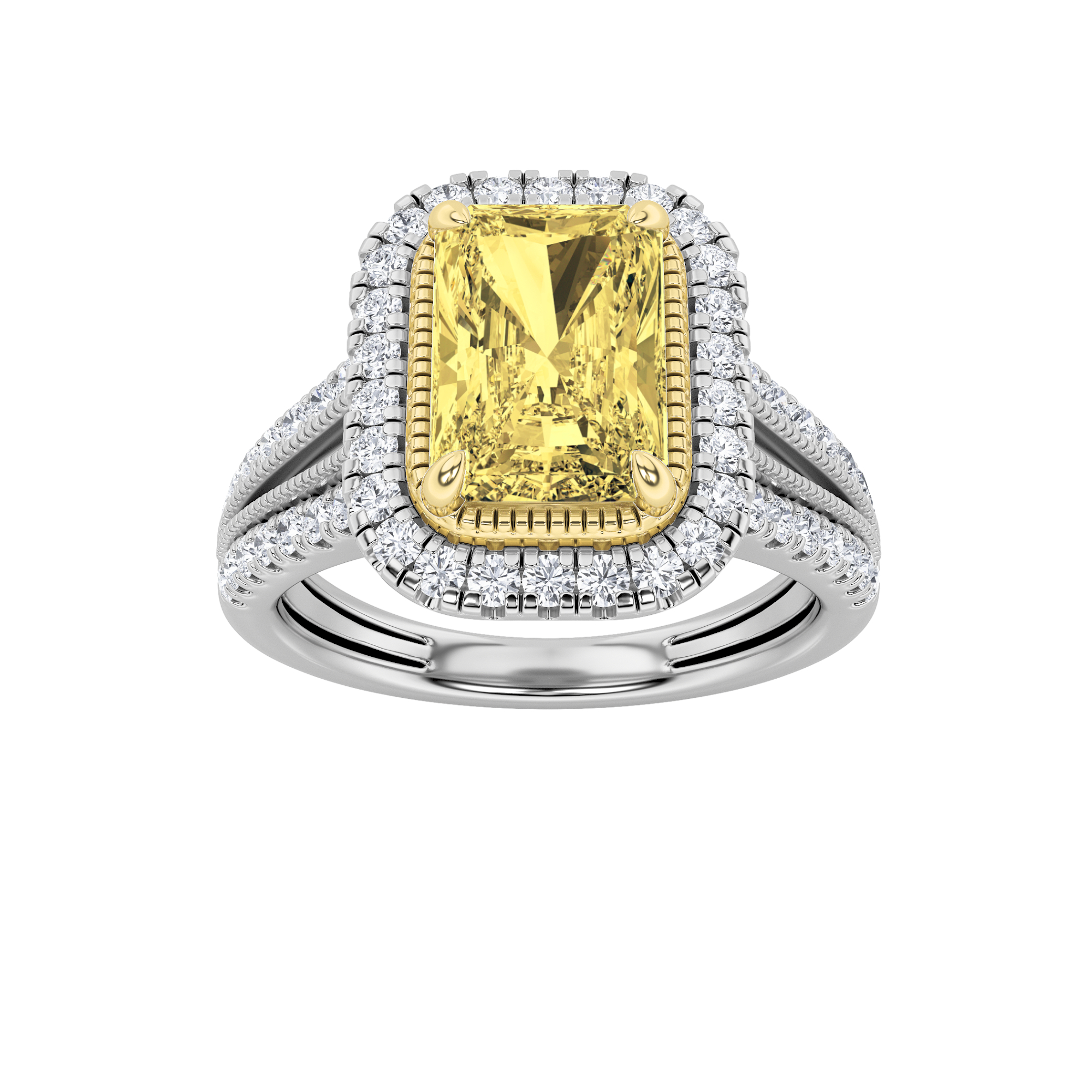 2.50 CT Radiant Diamond Ring in 14K White Gold|14K Yellow Gold