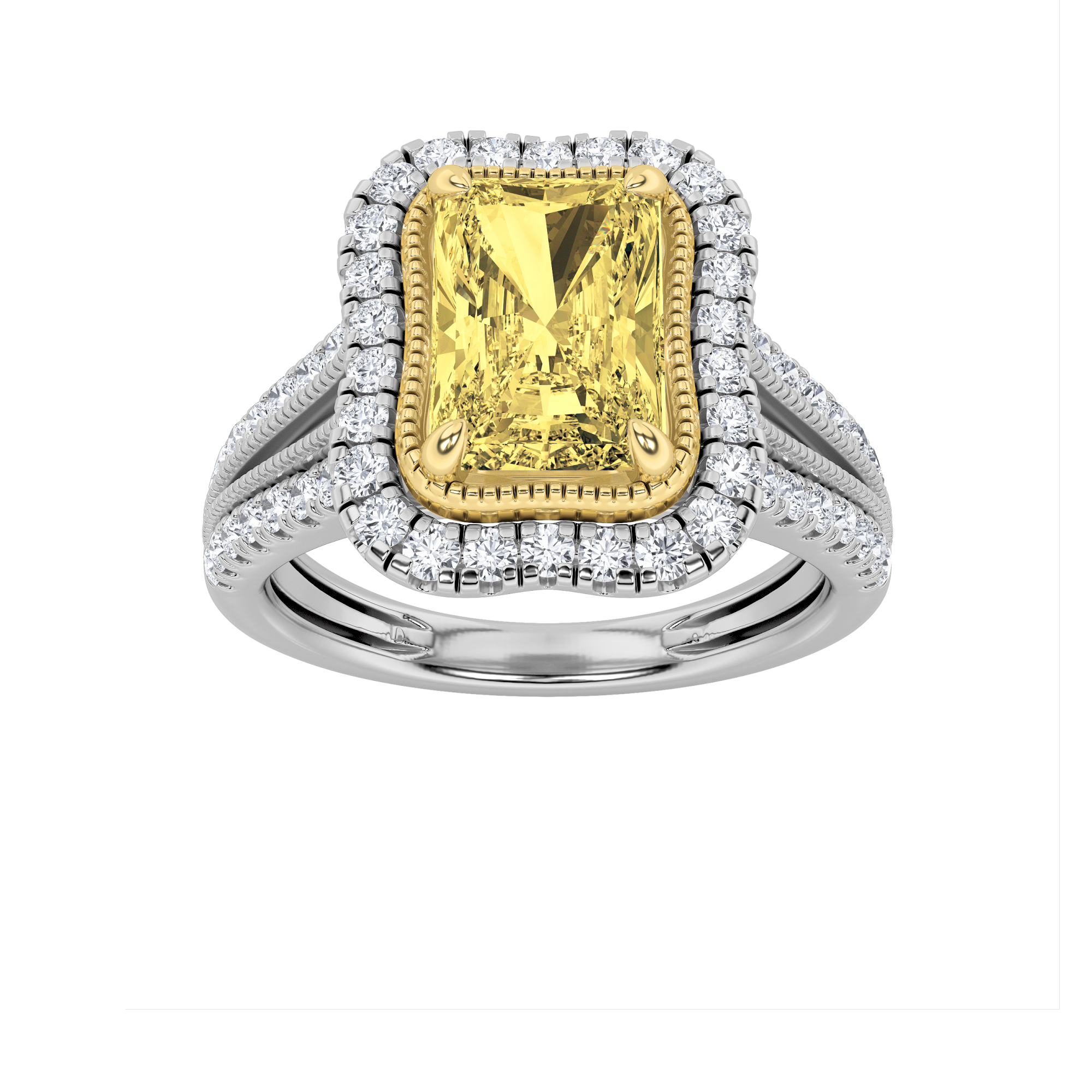 2.50 CT Radiant Diamond Ring in 14K White Gold|14K Yellow Gold