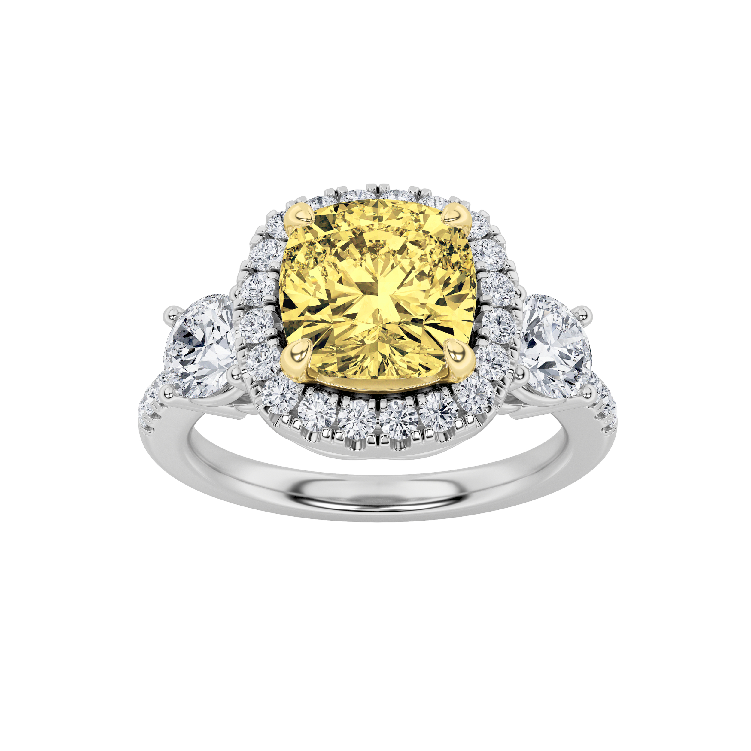 3.00 CT Cushion Diamond Ring in 14K White Gold|14K Yellow Gold