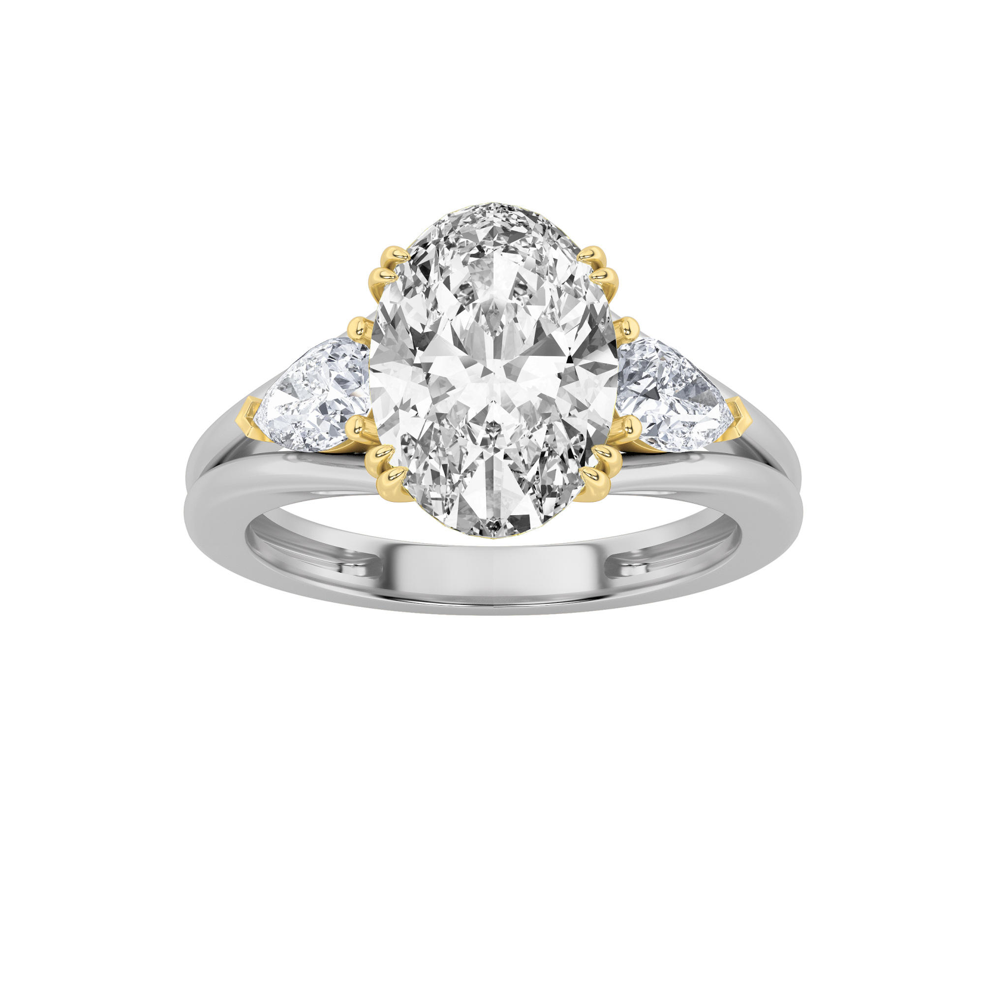 3.50 CT Oval Diamond Ring in 14K White Gold|14K Yellow Gold