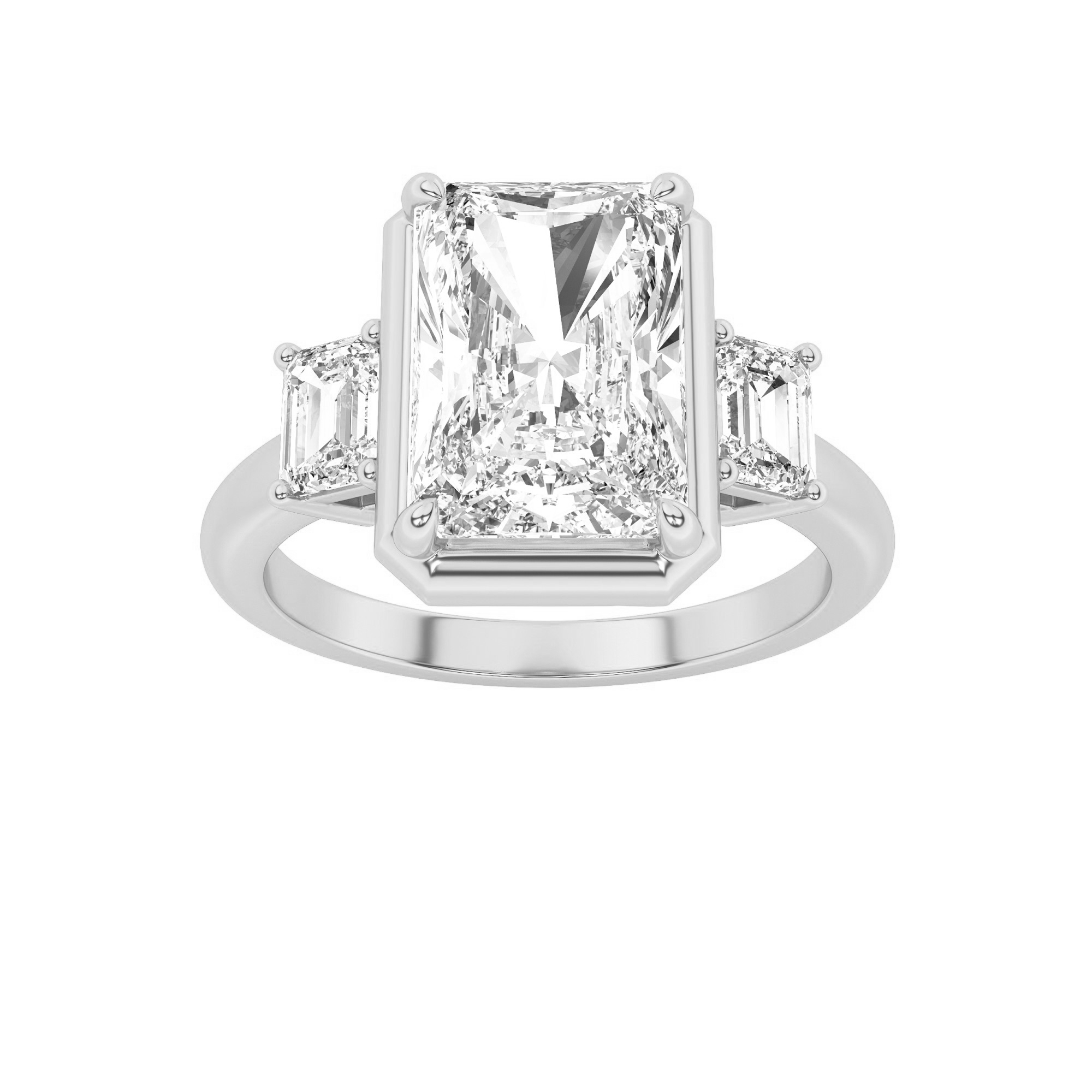 3.50 CT Radiant Diamond Ring in 14K White Gold
