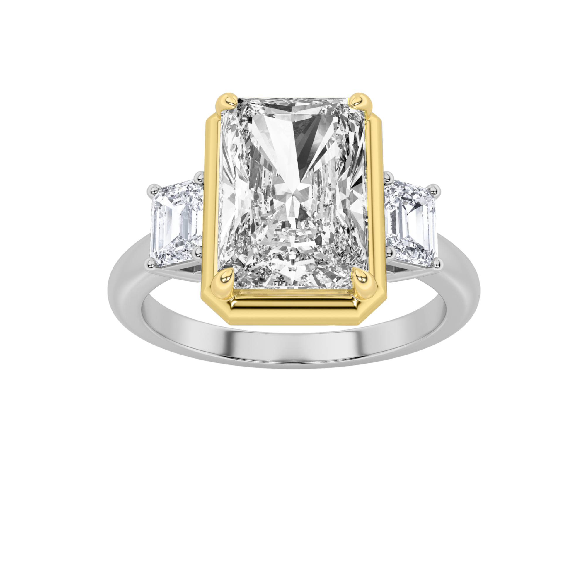3.50 CT Radiant Diamond Ring in 14K White Gold|14K Yellow Gold