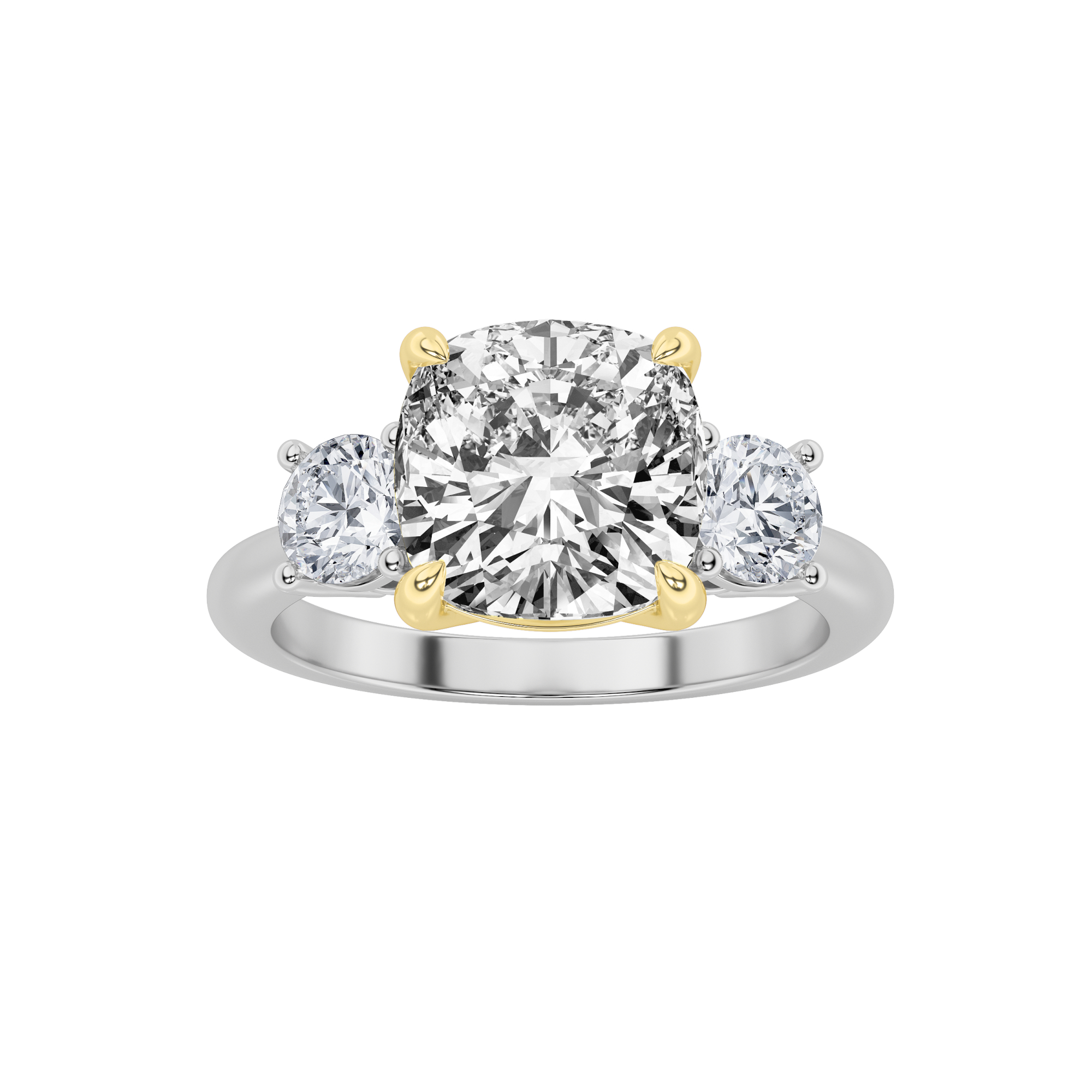 2.50 CT Cushion Diamond Ring in 14K White Gold|14K Yellow Gold