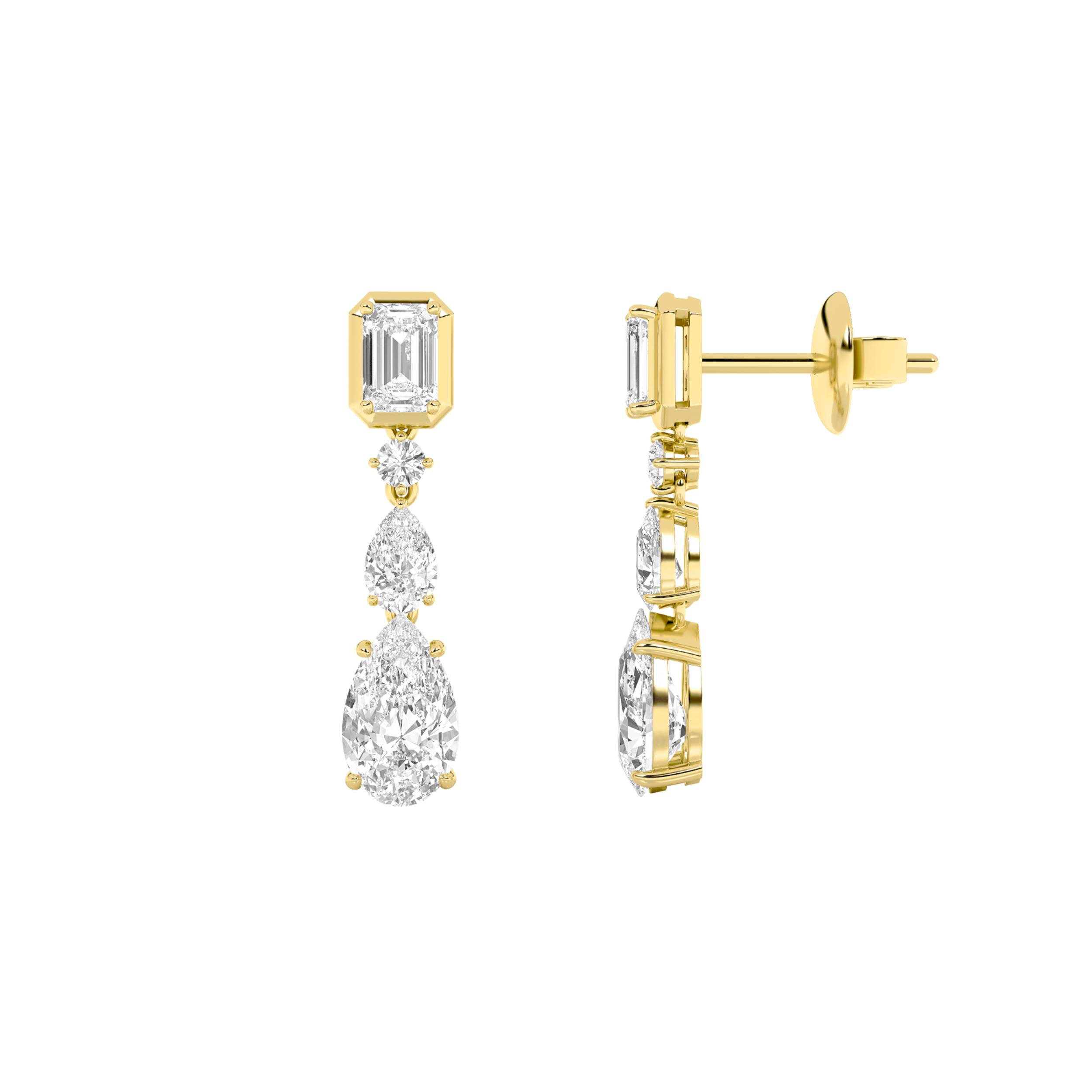 4.50 CT Pear Diamond Earring in 14K Yellow Gold