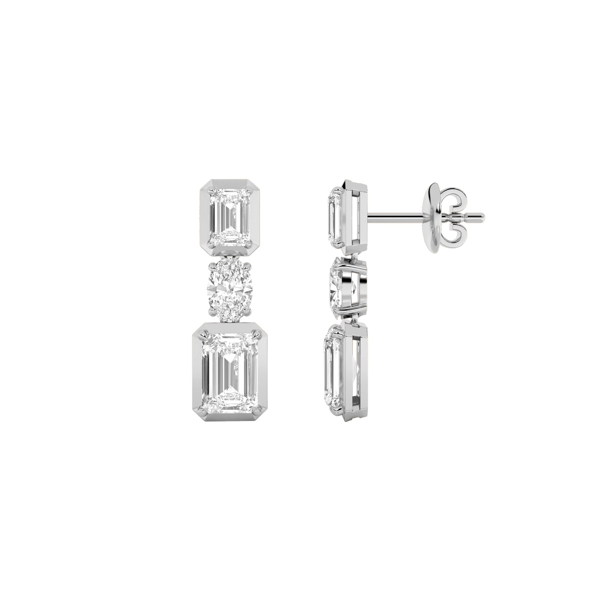 3.00 CT Radiant Diamond Earring in 14K White Gold