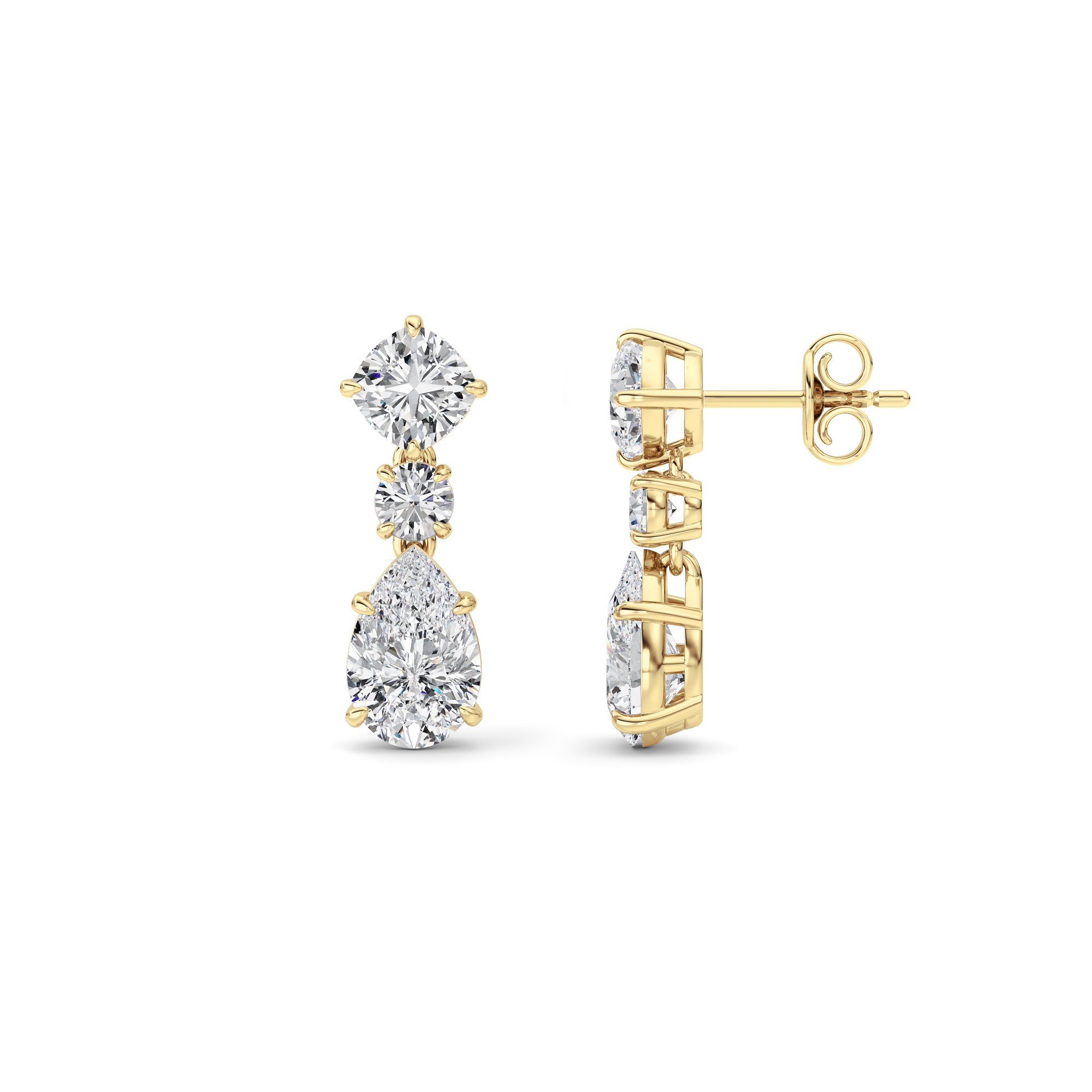 5.00 CT Pear Diamond Earring in 14K Yellow Gold