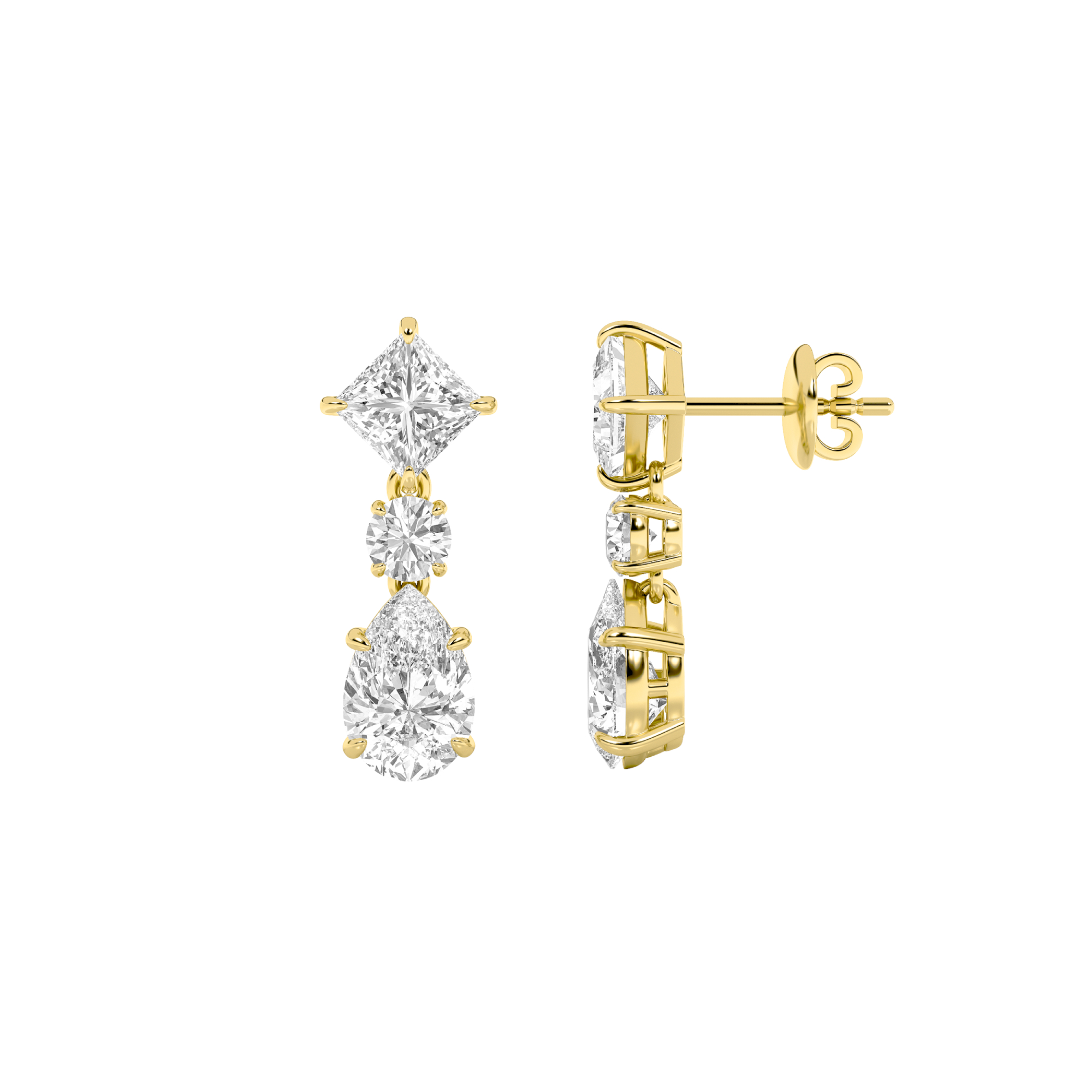 5.50 CT Pear Diamond Earring in 14K Yellow Gold