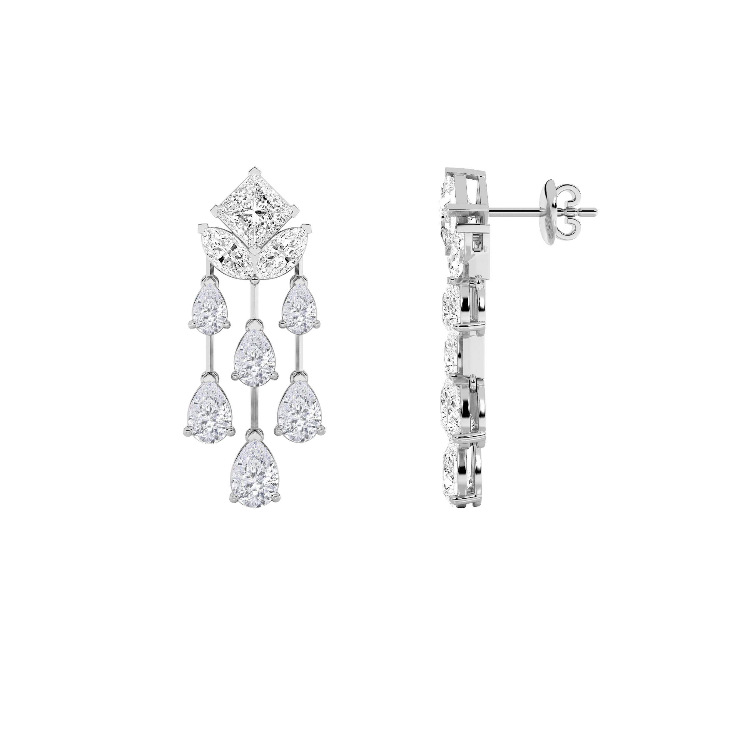 7.00 CT Princess Diamond Earring in 14K White Gold