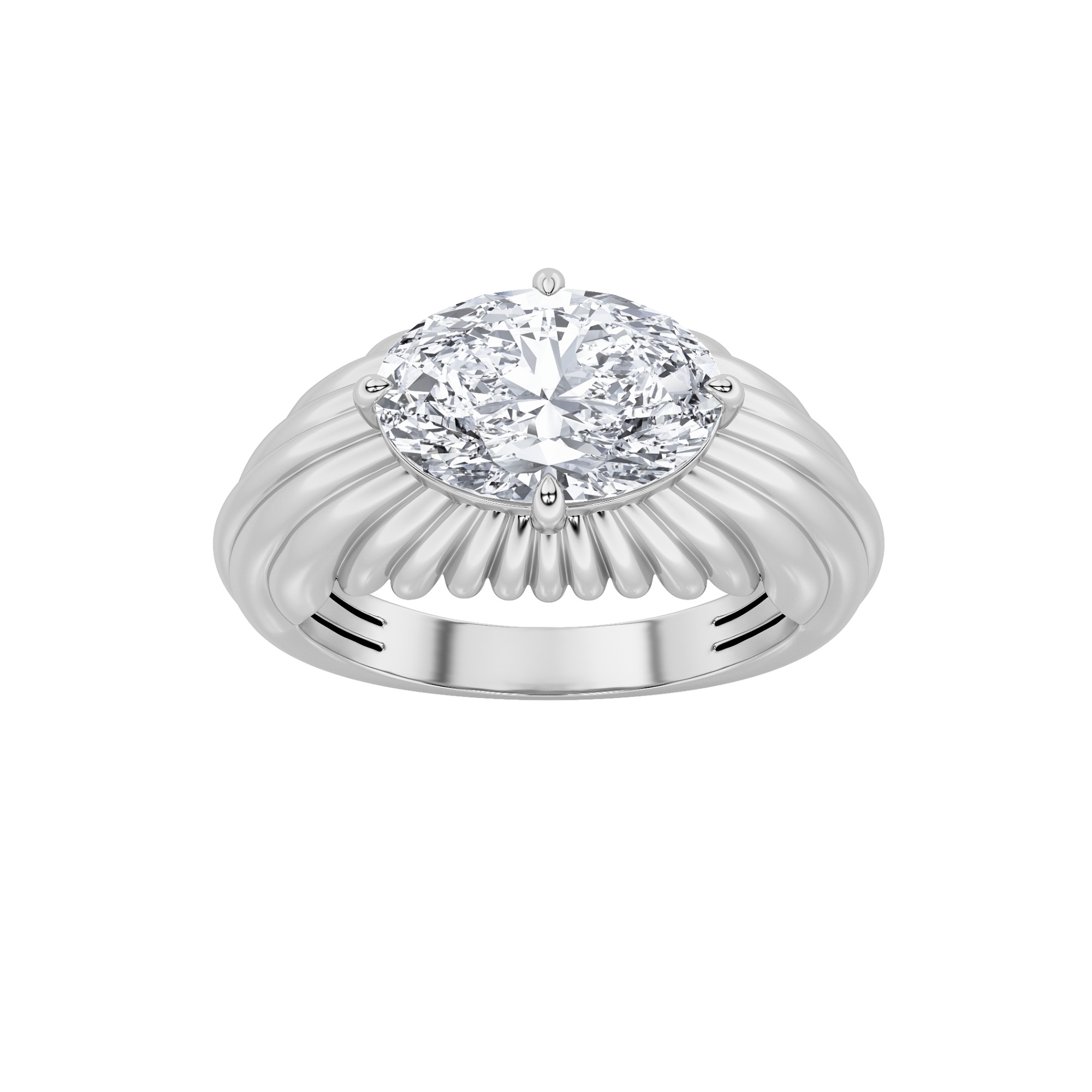 2.00 CT Oval Diamond Ring in 14K White Gold