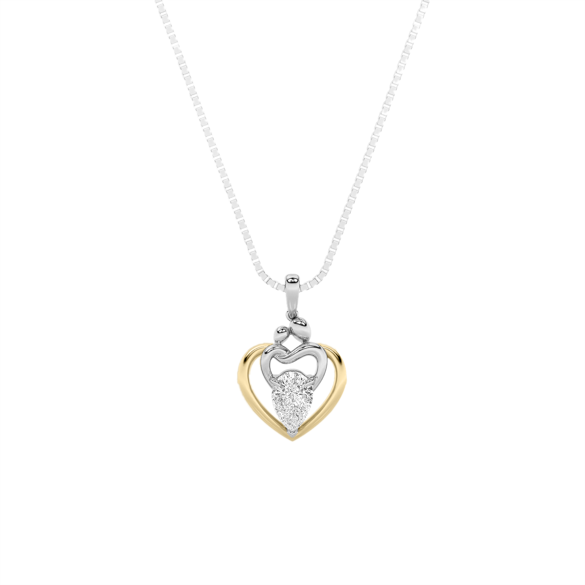 1.50 CT Pear Diamond Necklace in 14K Yellow Gold|14K White Gold