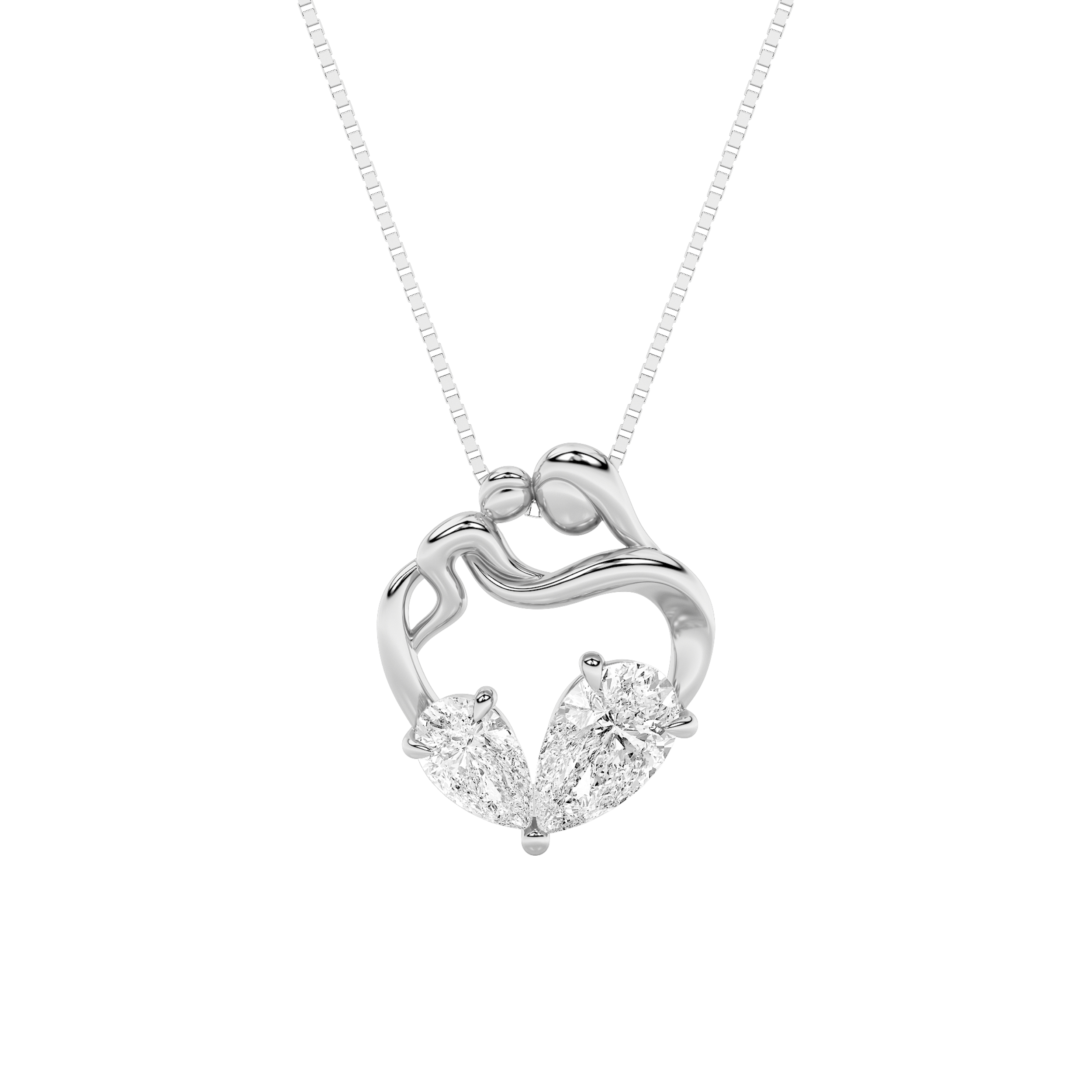 3.00 CT Pear Diamond Necklace in 14K White Gold