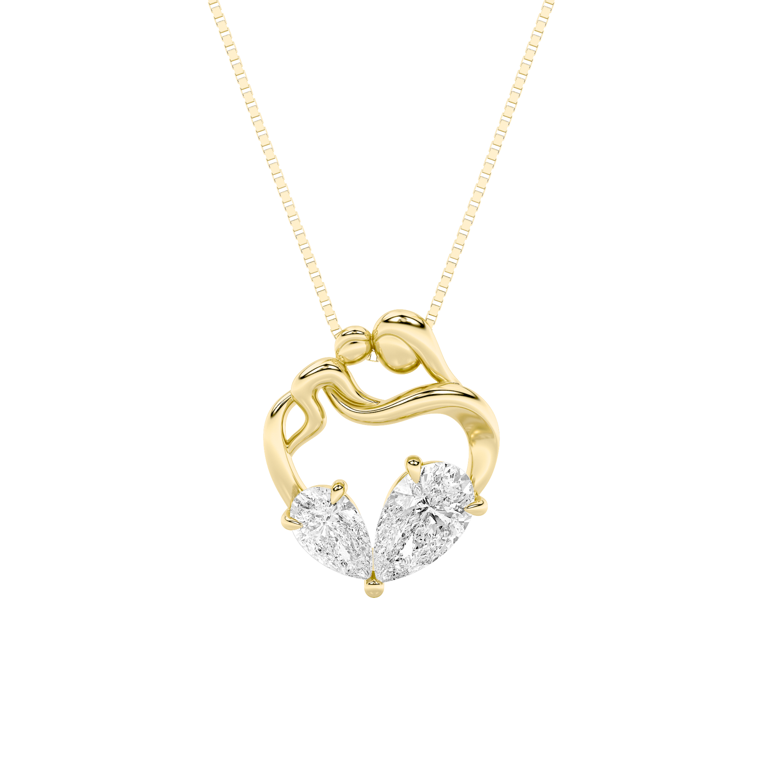 3.00 CT Pear Diamond Necklace in 14K Yellow Gold