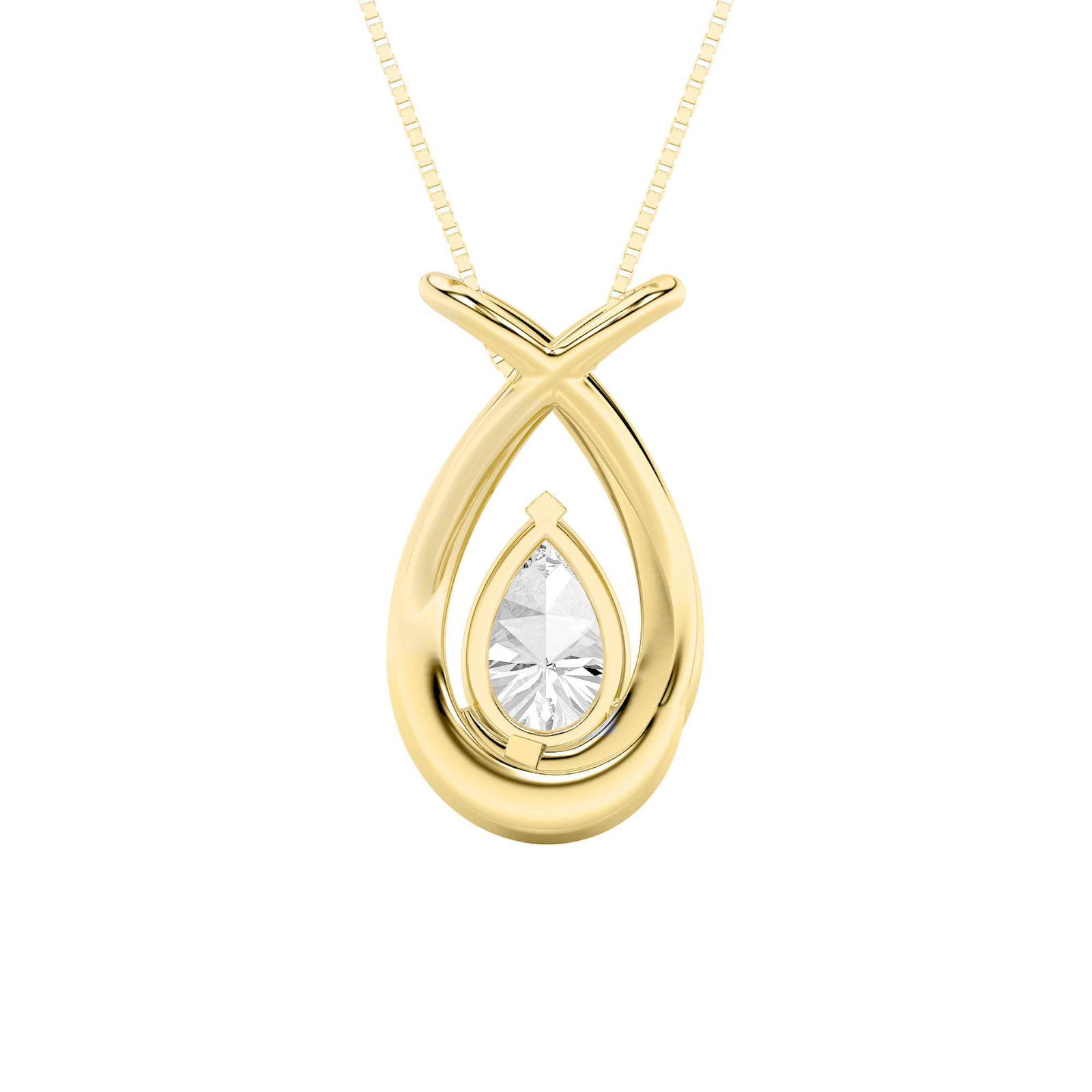 0.00 CT Pear Diamond Necklace in 14K White Gold / 14K Yellow Gold