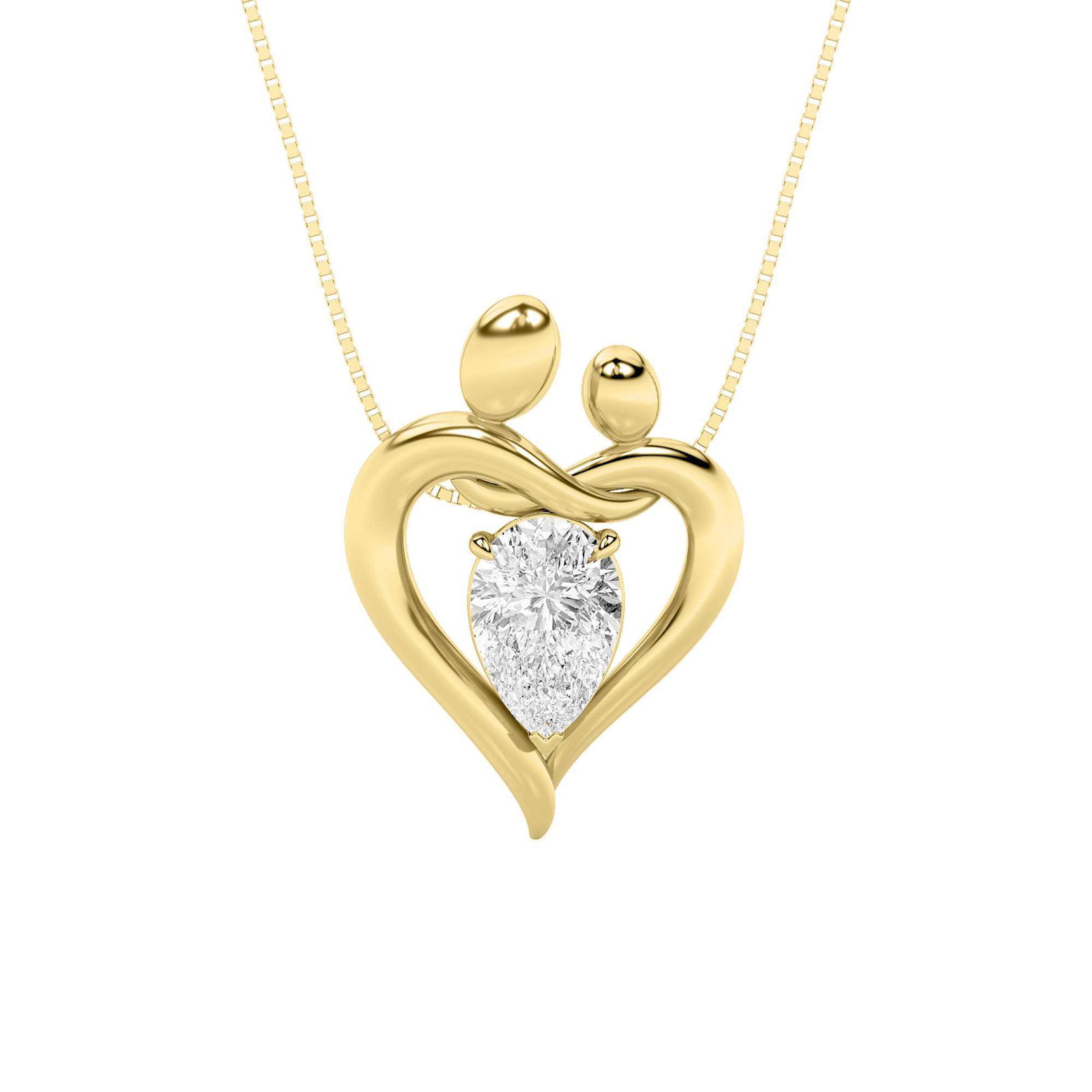 0.00 CT Pear Diamond Necklace in 14K White Gold / 14K Yellow Gold