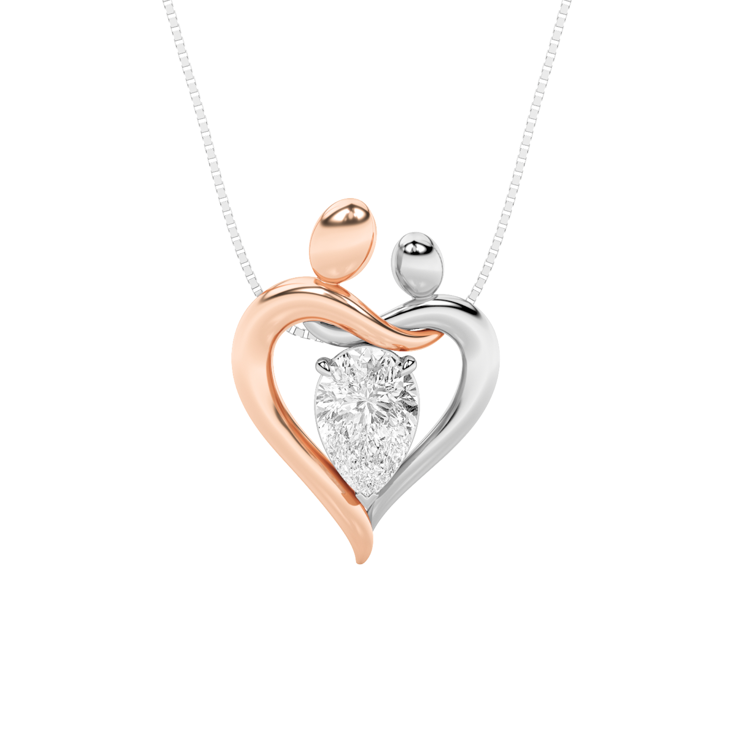 1.50 CT Pear Diamond Necklace in 14K White Gold|14K Rose Gold
