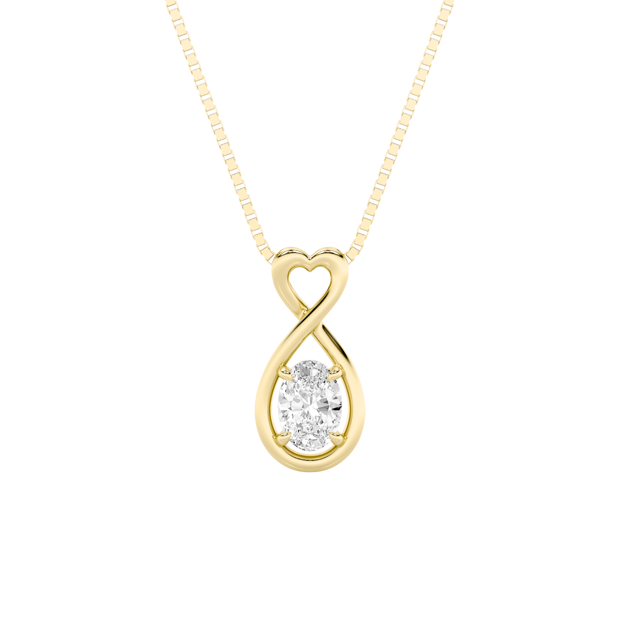 1.00 CT Oval Diamond Necklace in 14K Yellow Gold